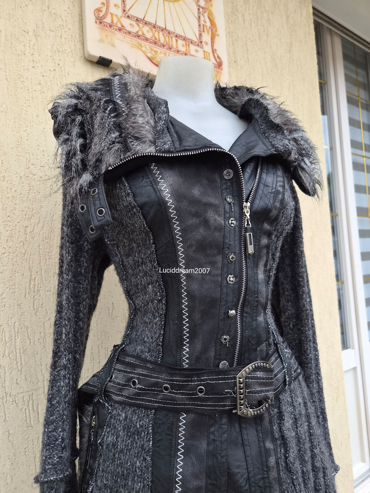 Long cardigan multimatières