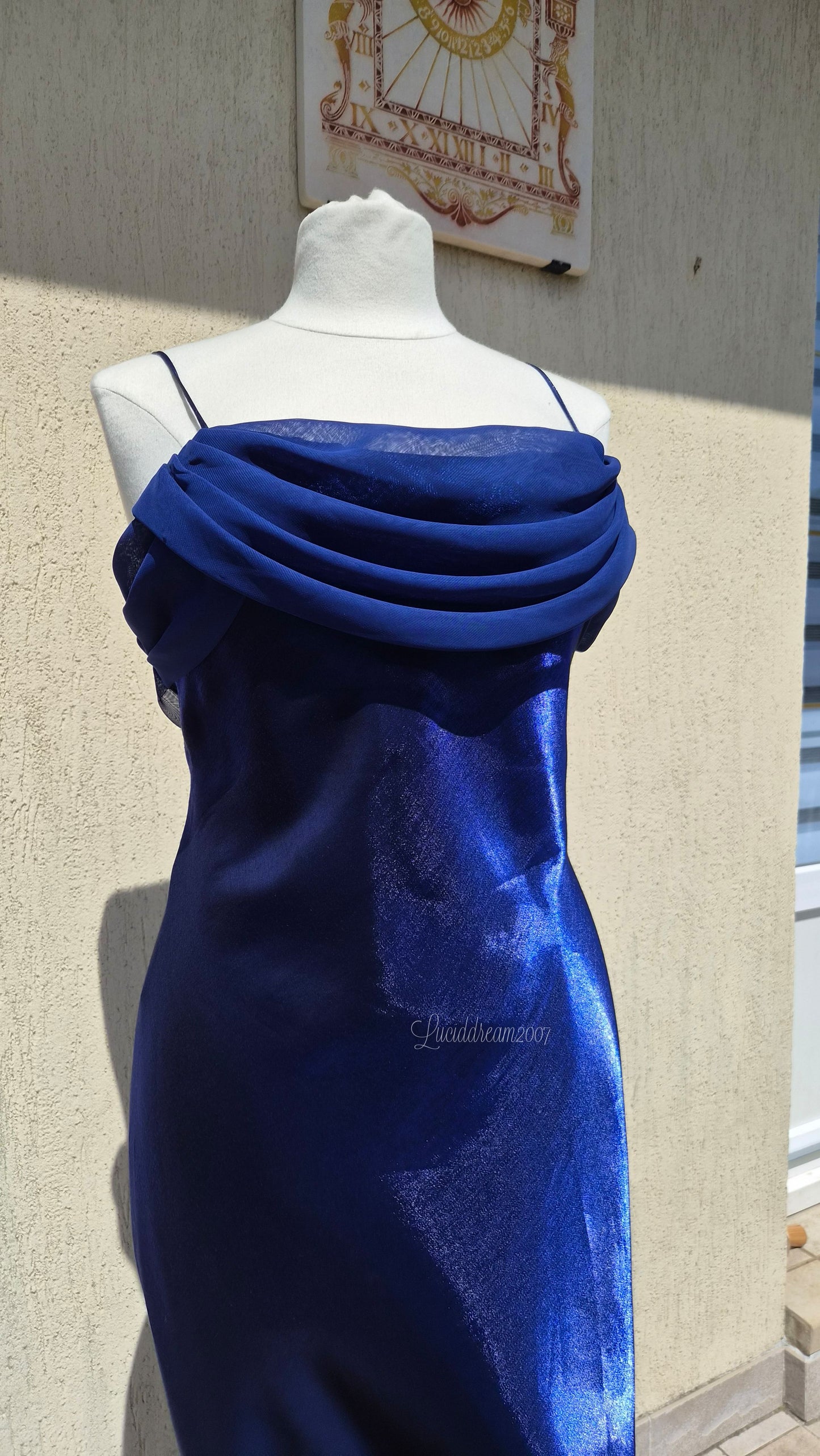 Electric blue evening gown