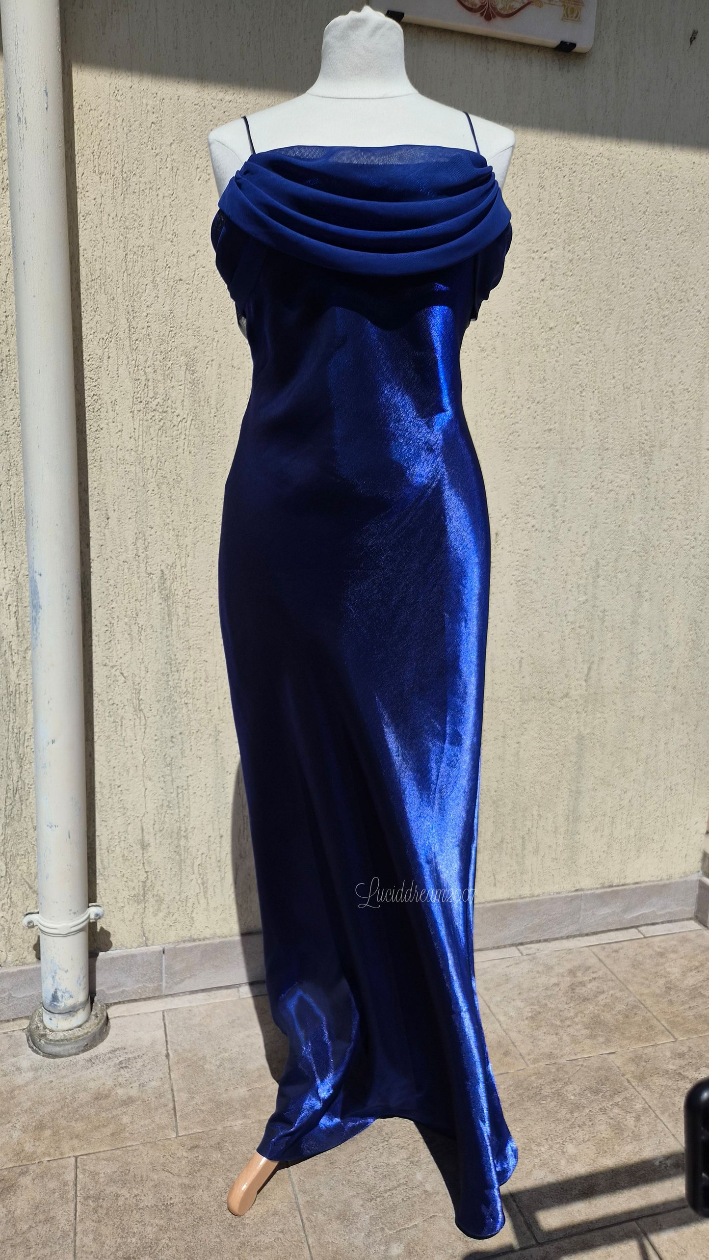 Electric blue evening gown