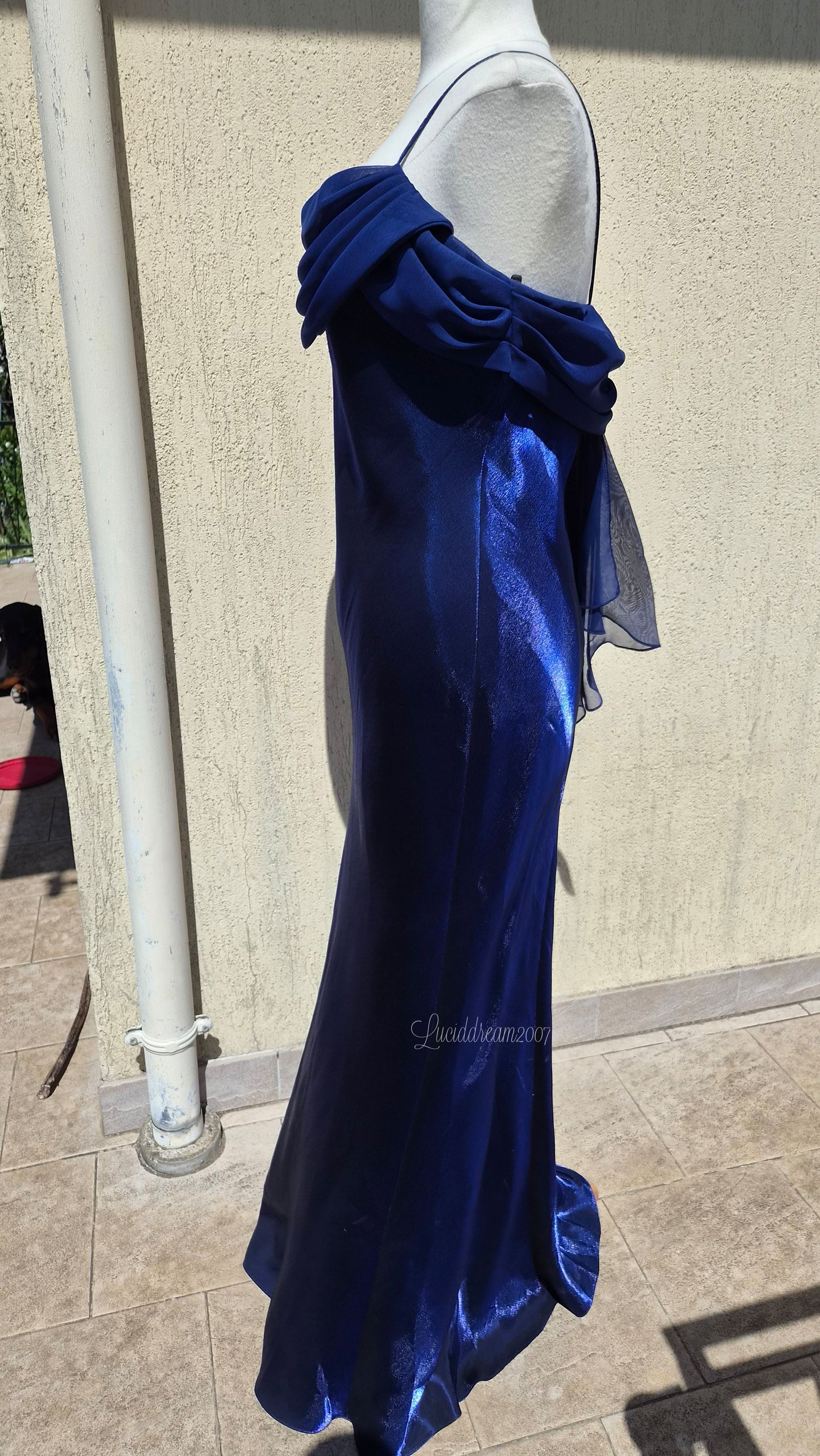 Electric blue evening gown