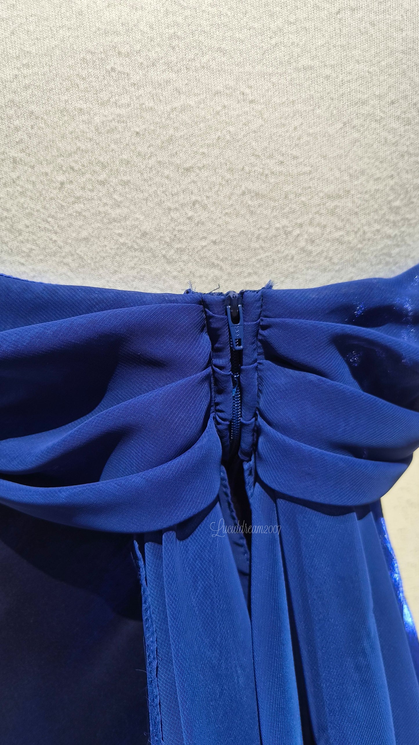 Electric blue evening gown