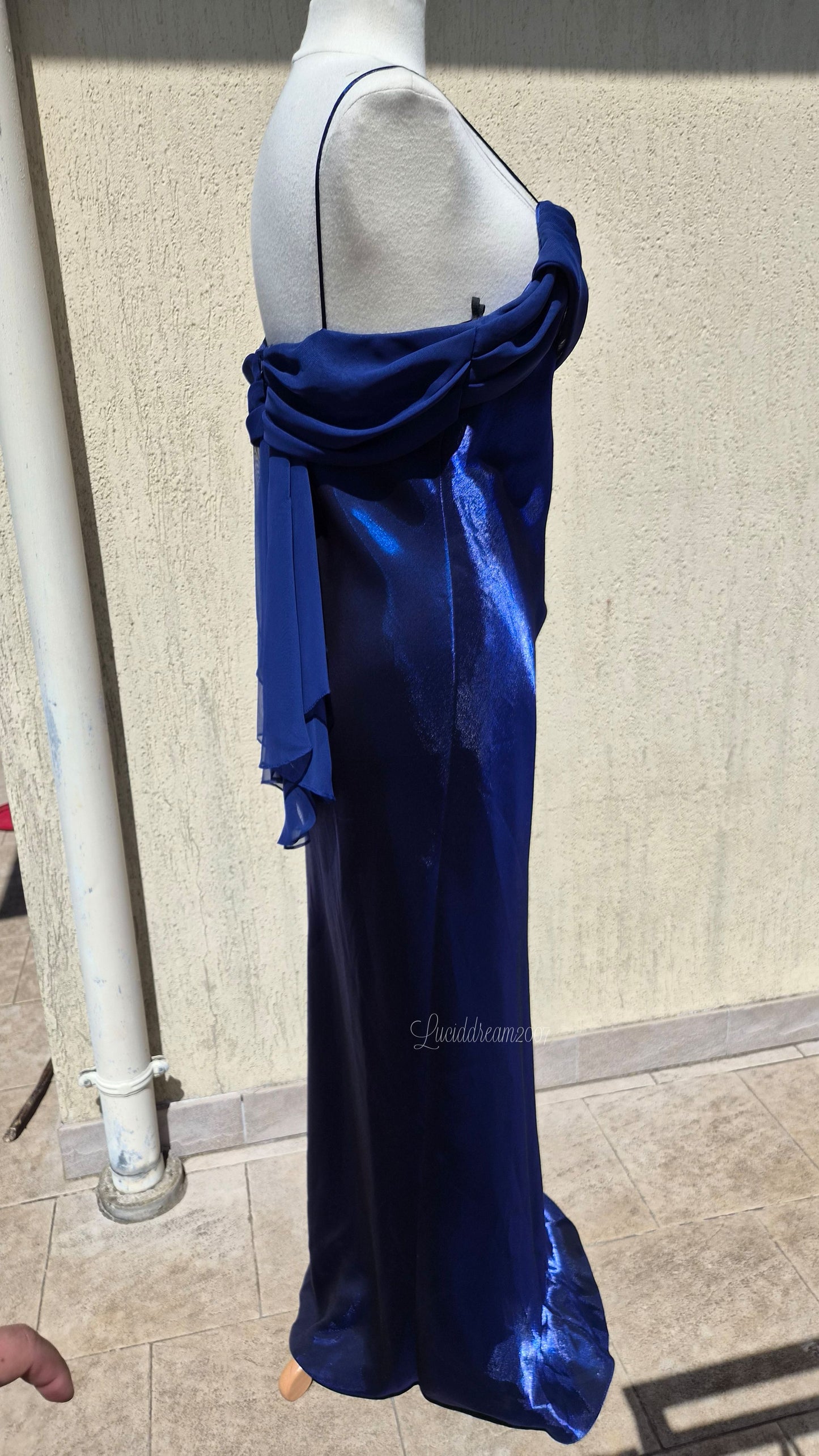 Electric blue evening gown
