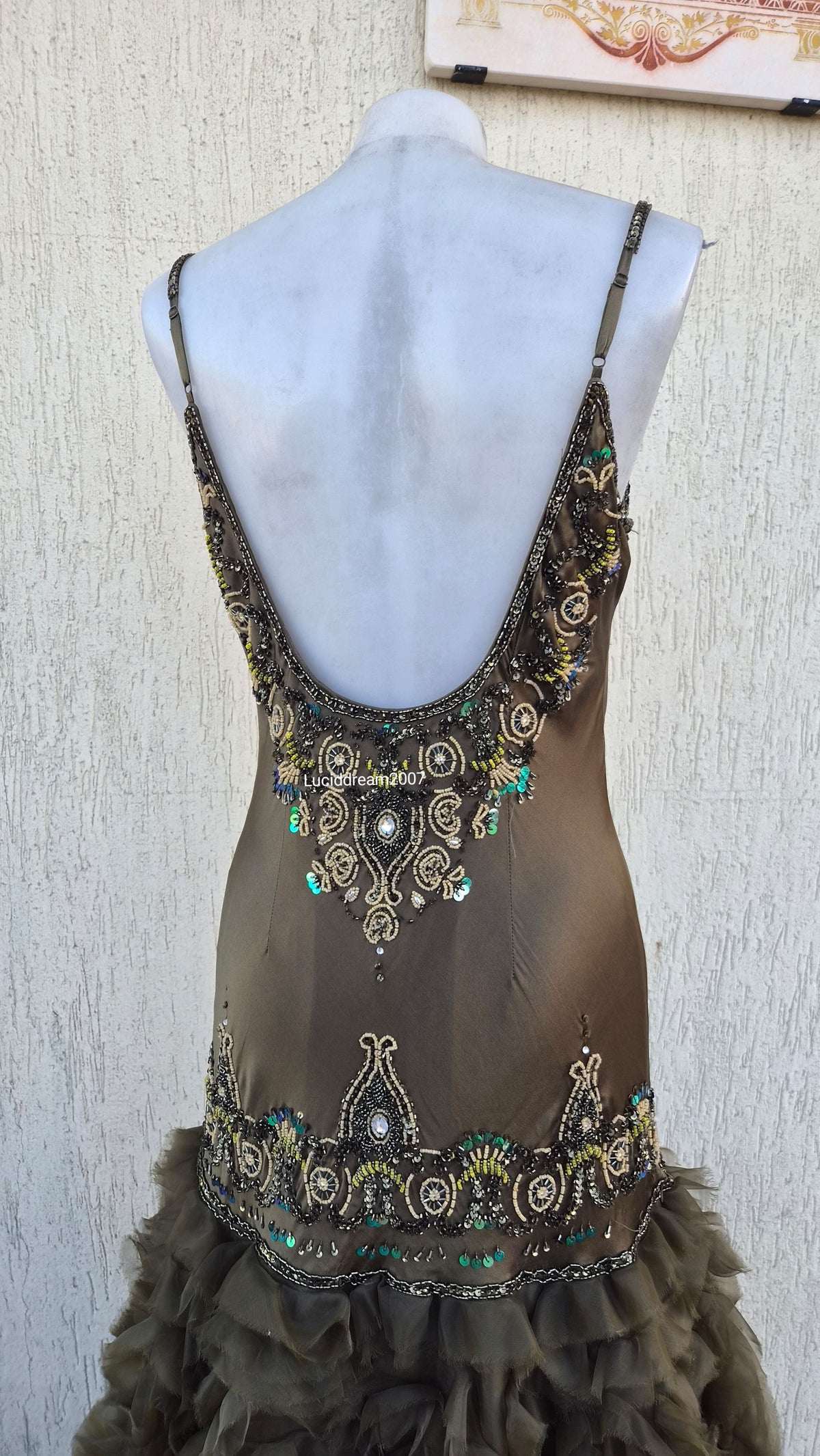 Robe verte brodée dropwaist