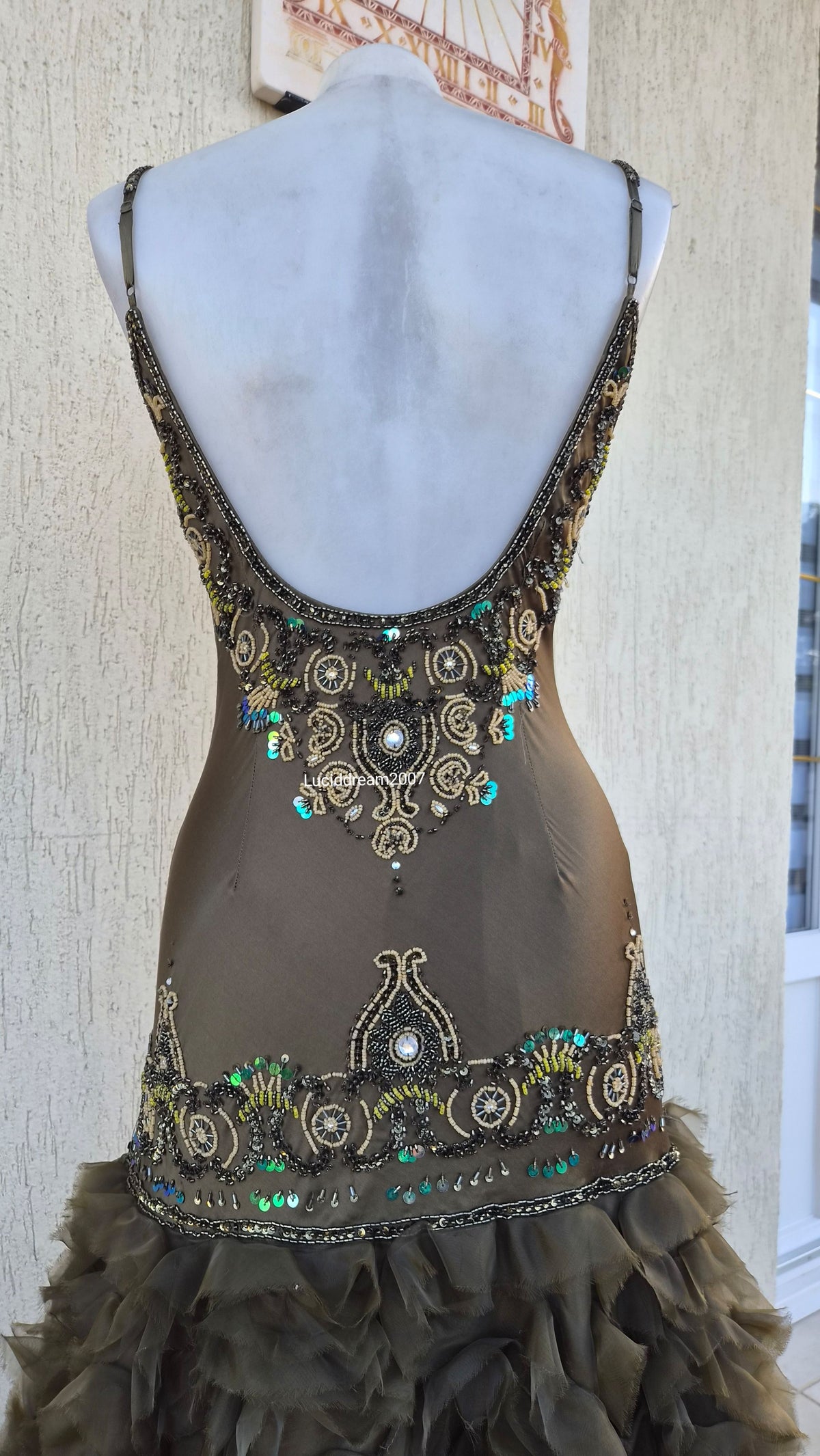 Robe verte brodée dropwaist
