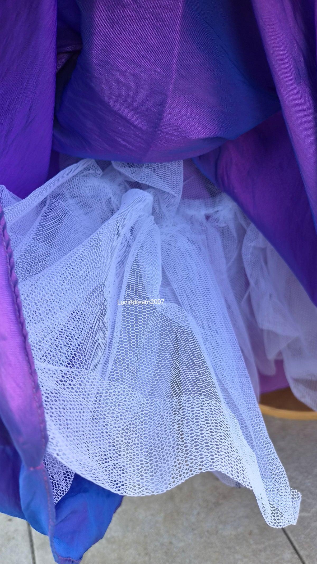 Purple ball gown with embroidery