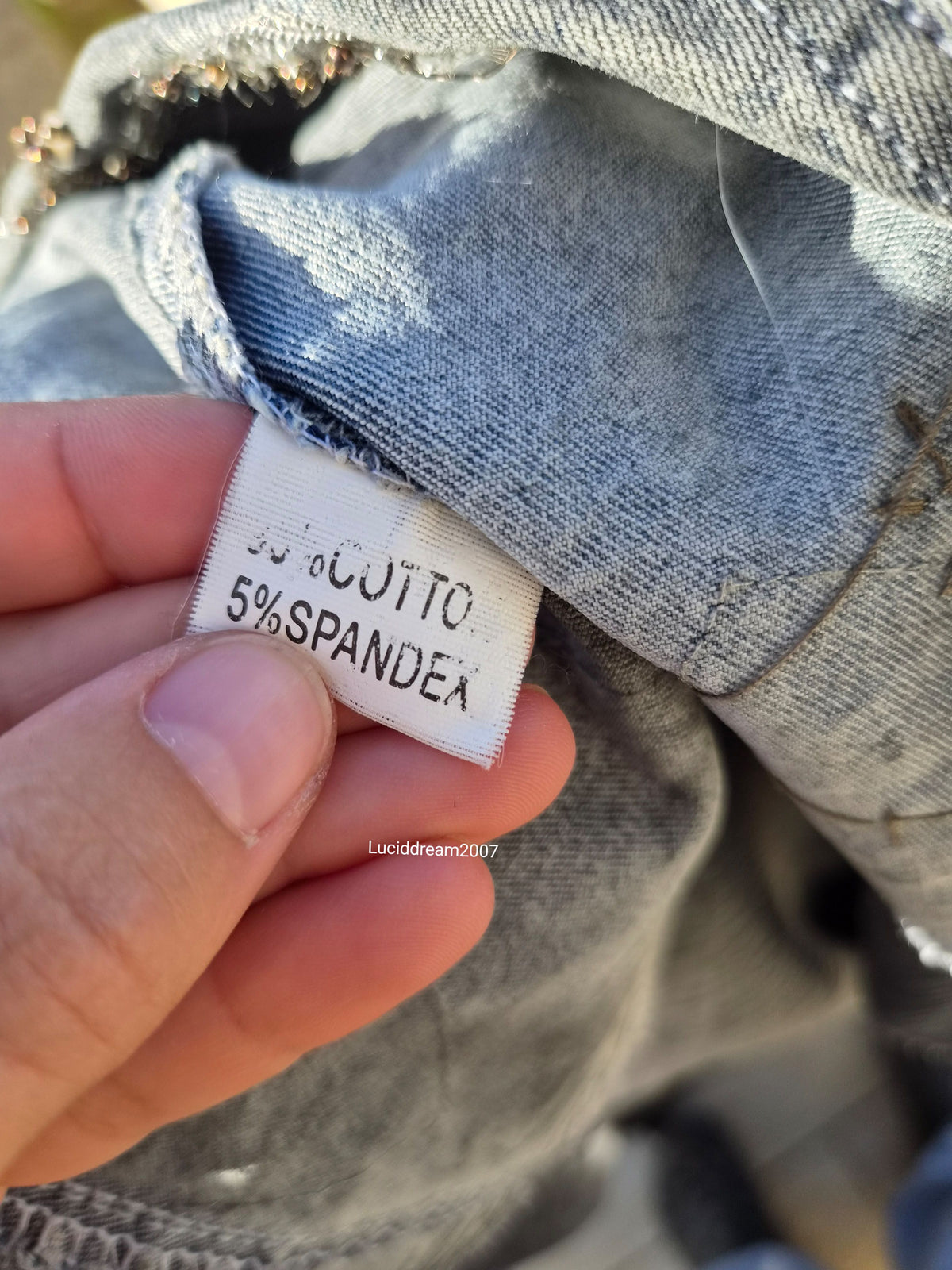 Veste en denim gris brodé