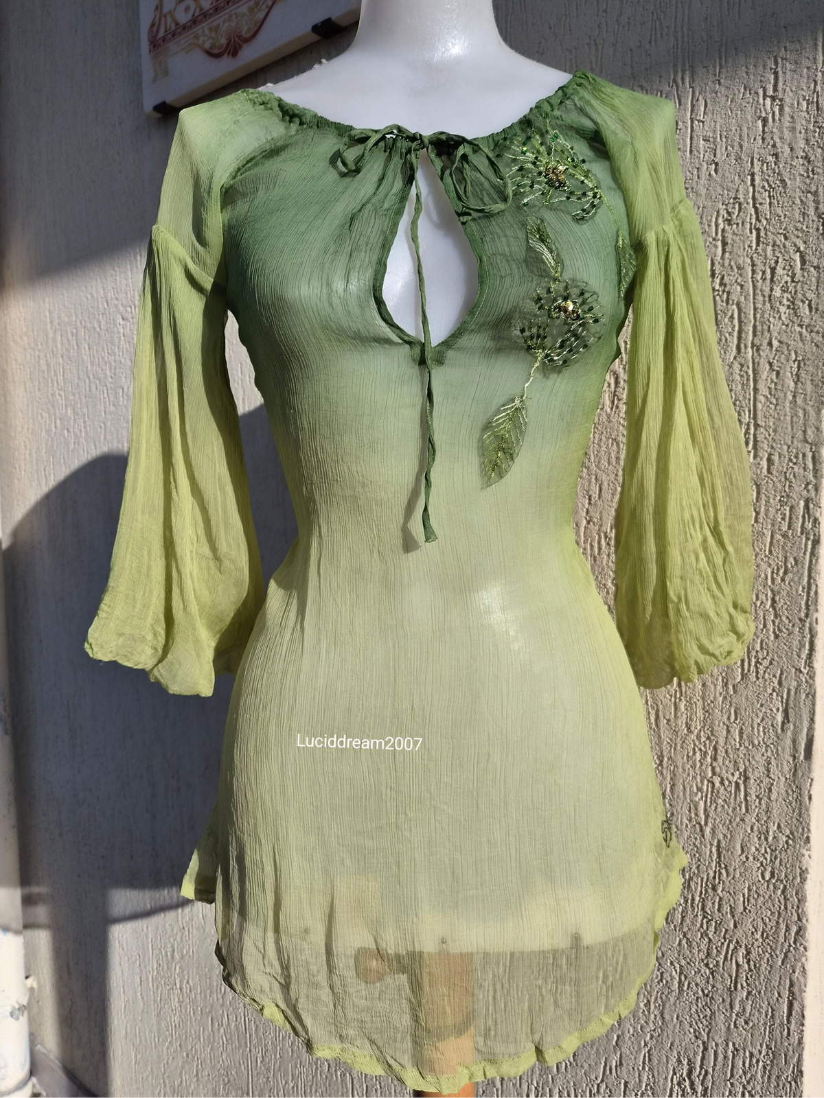 Haut vert en voile brodé Miss Sixty