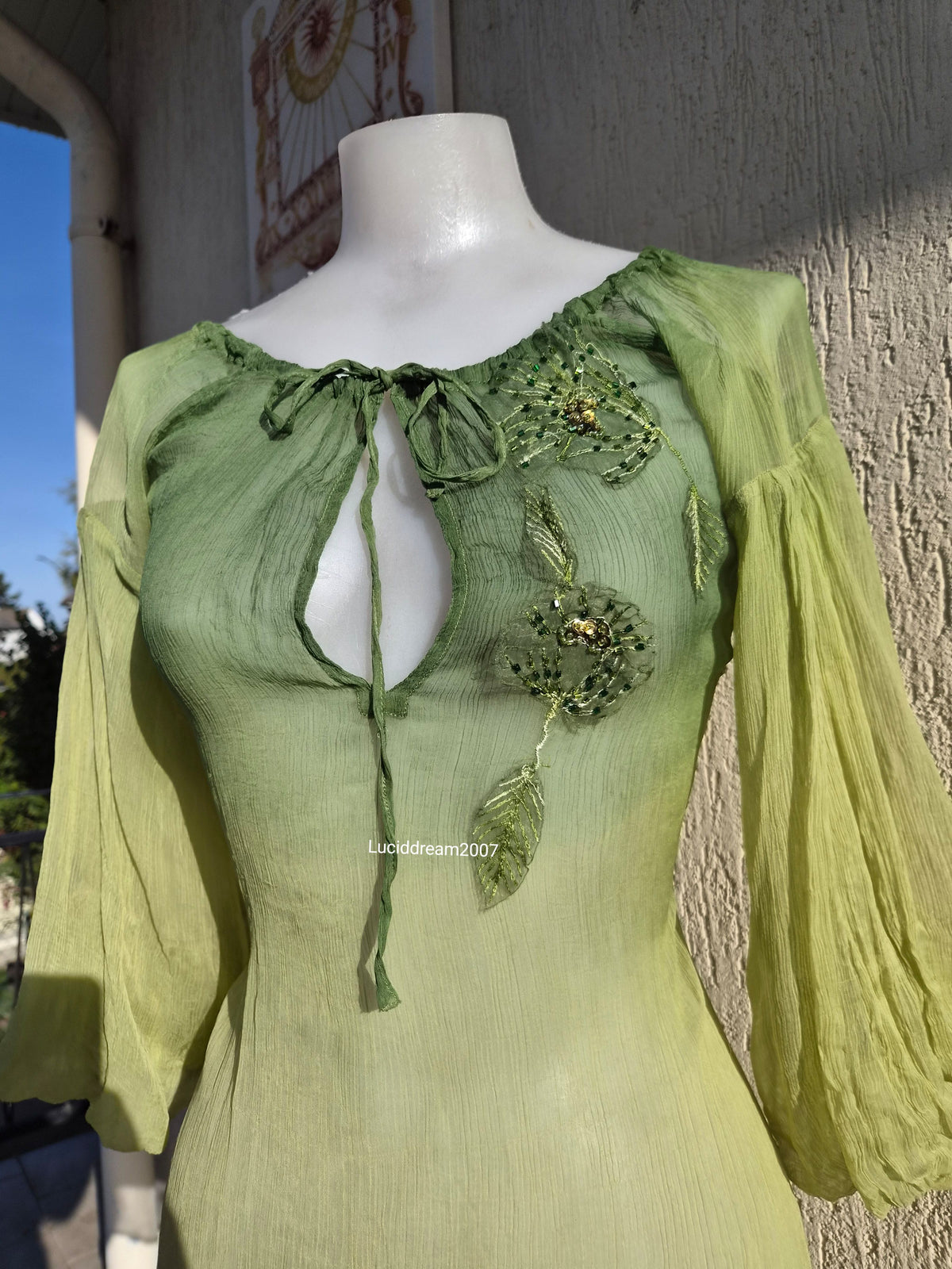 Haut vert en voile brodé Miss Sixty
