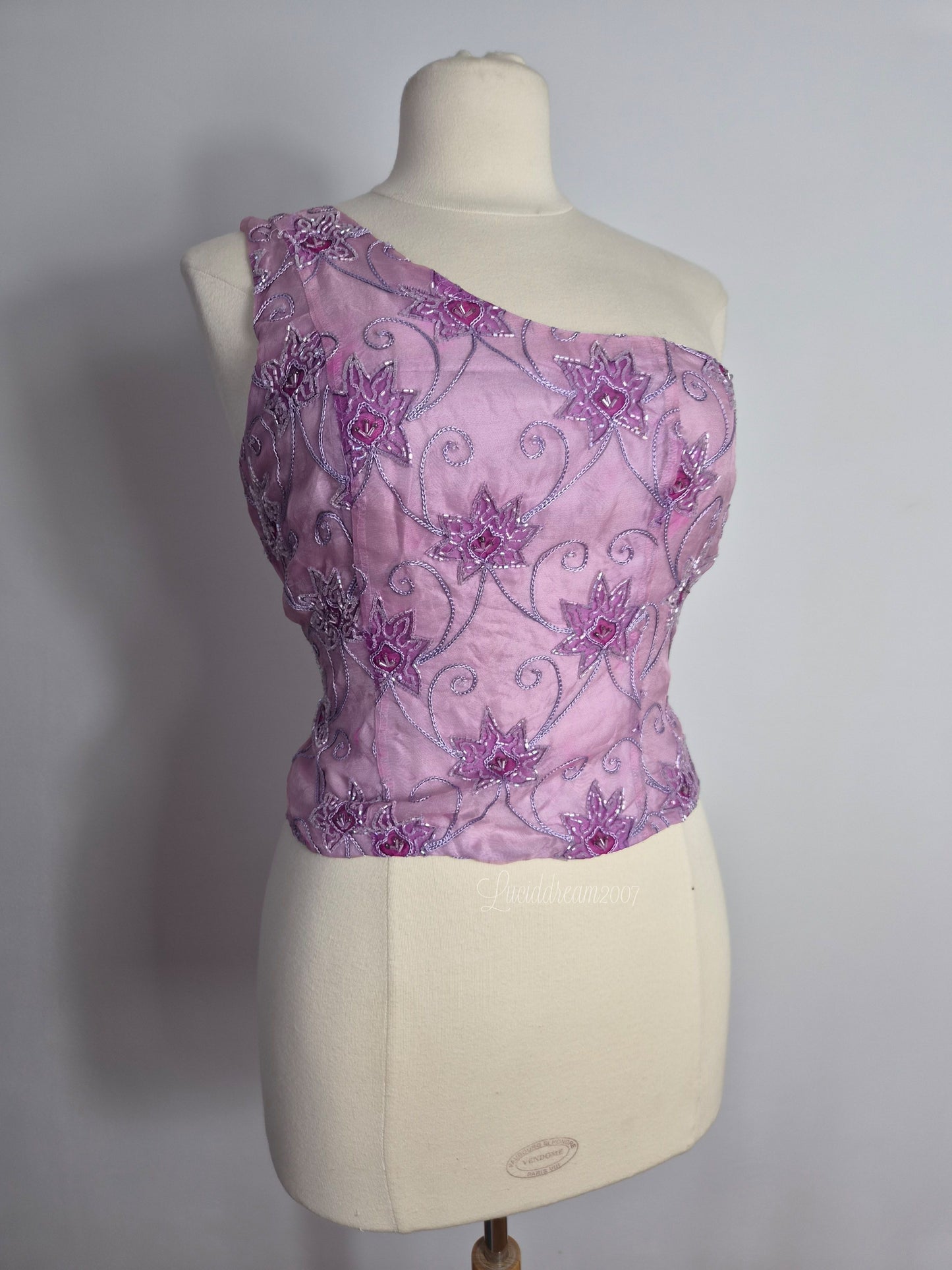 Haut asymétrique brodé lila