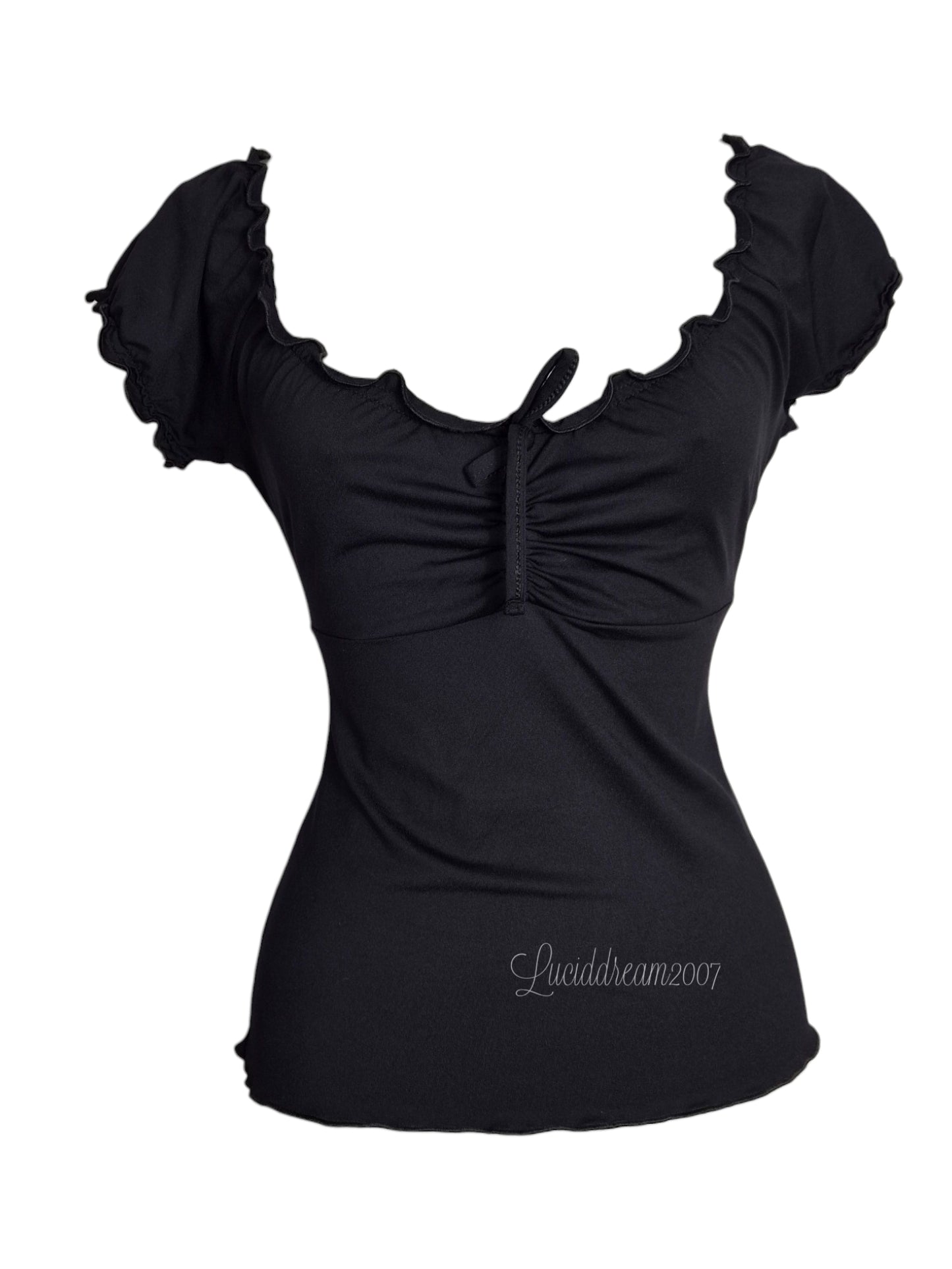 Haut milkmaid noire. Superbe top vintage dans le style dark, y2k