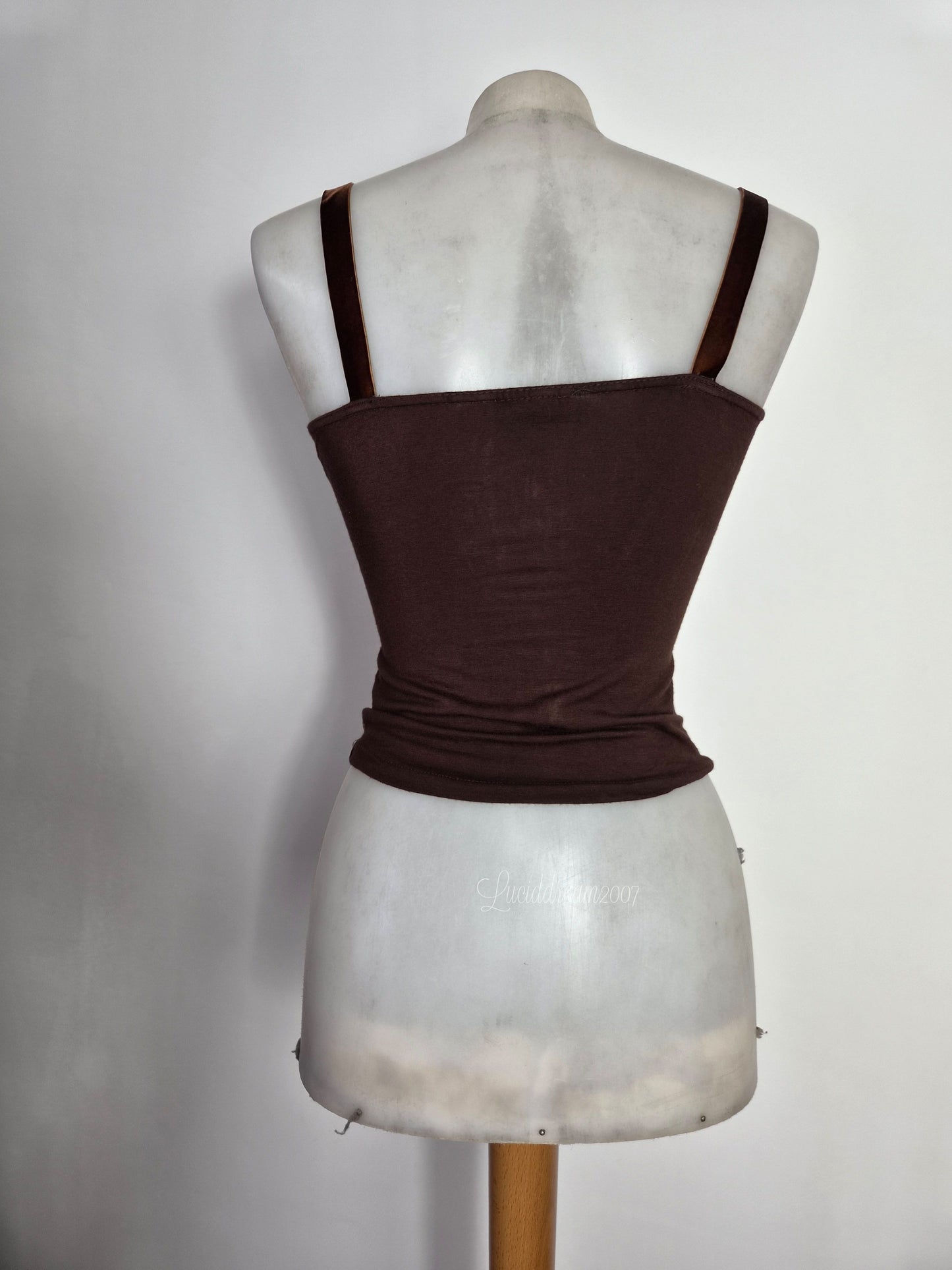 Haut effet corset marron et doré
