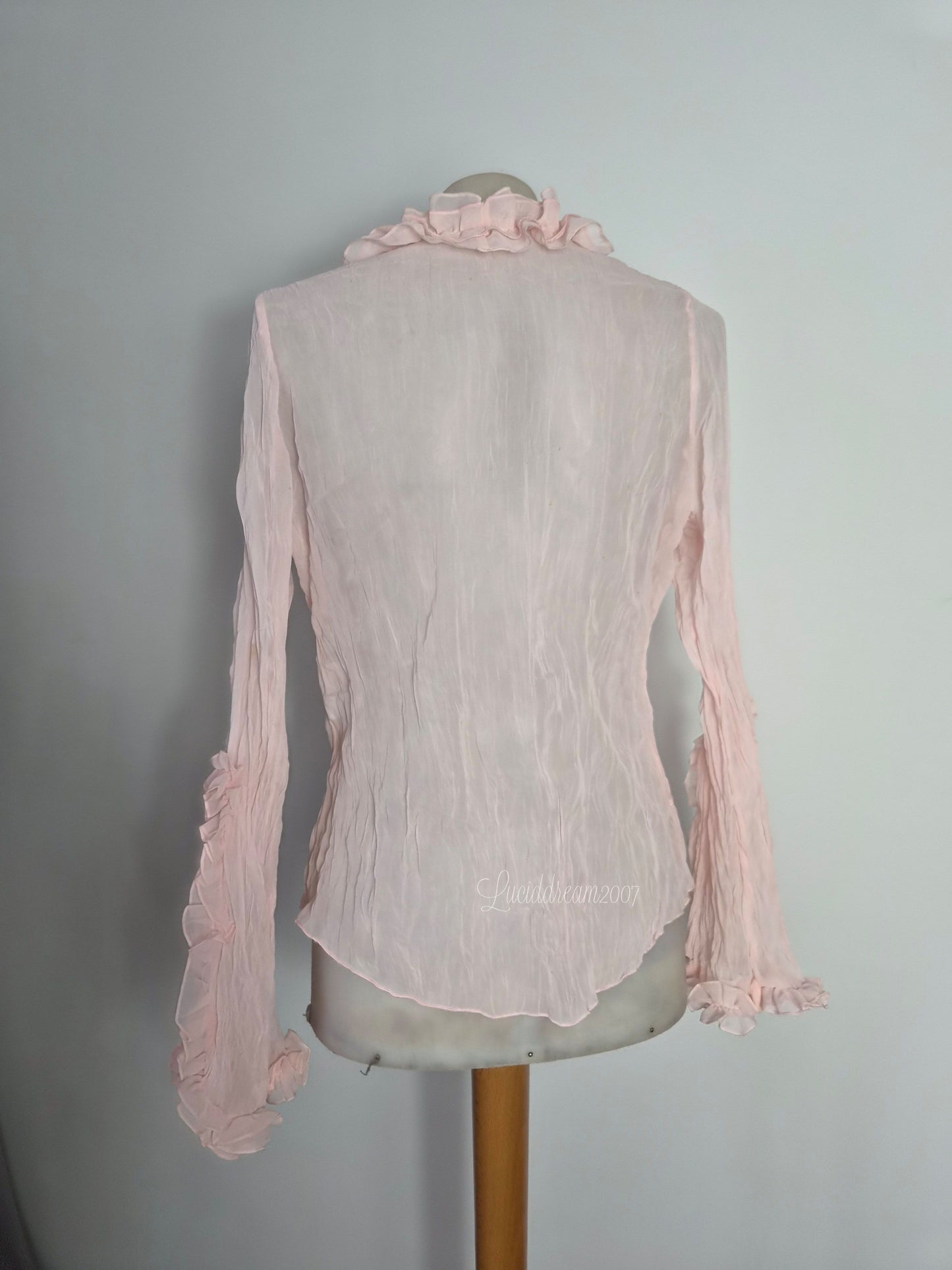 Chemisier en voile brodé rose