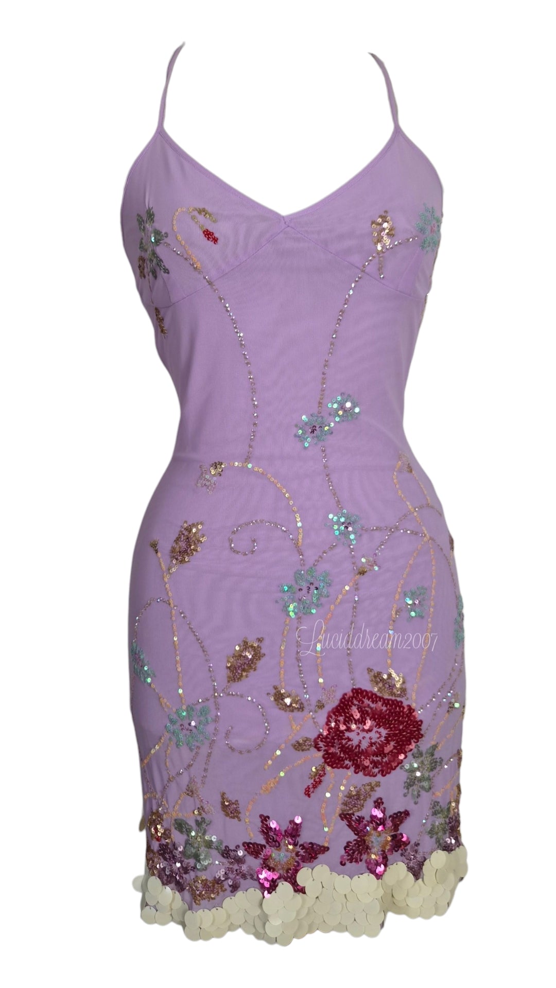 Embroidered lilac voile dress