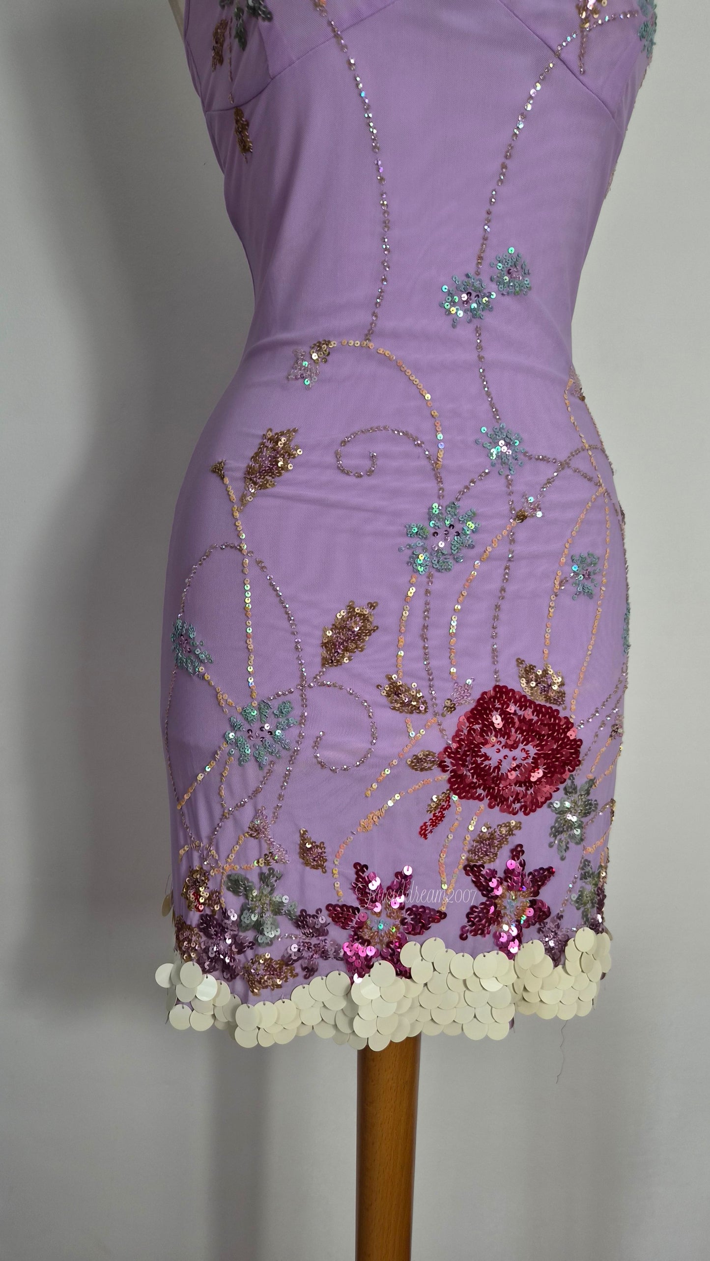 Embroidered lilac voile dress