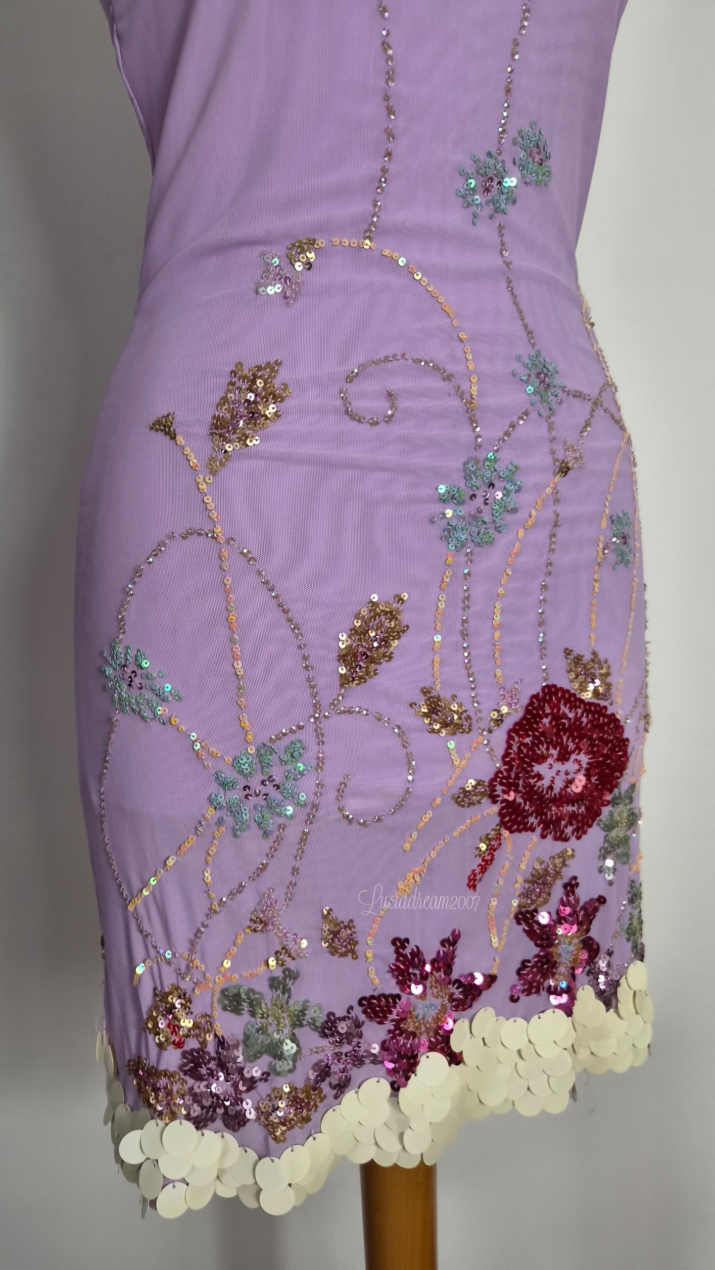 Embroidered lilac voile dress