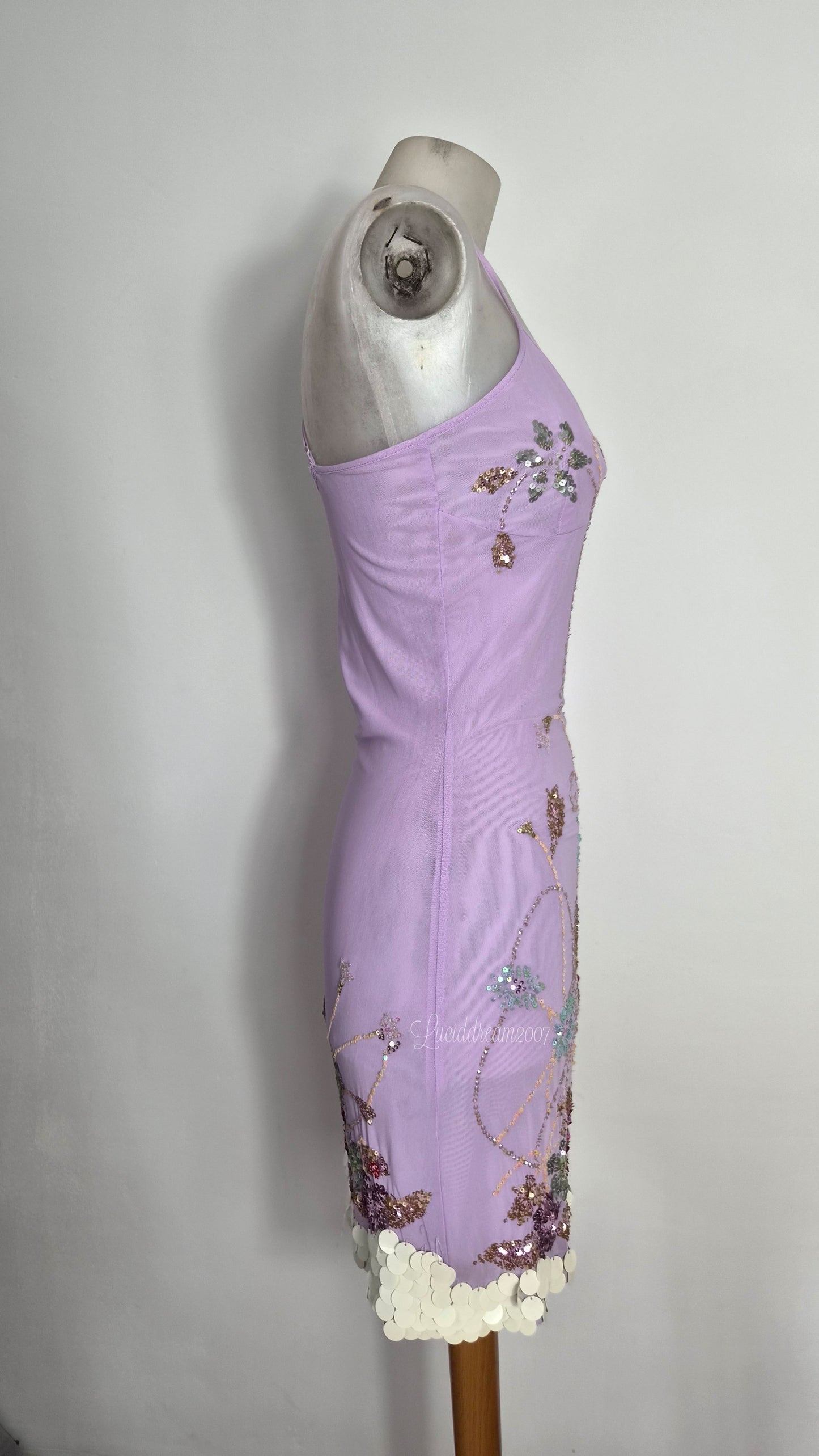 Embroidered lilac voile dress