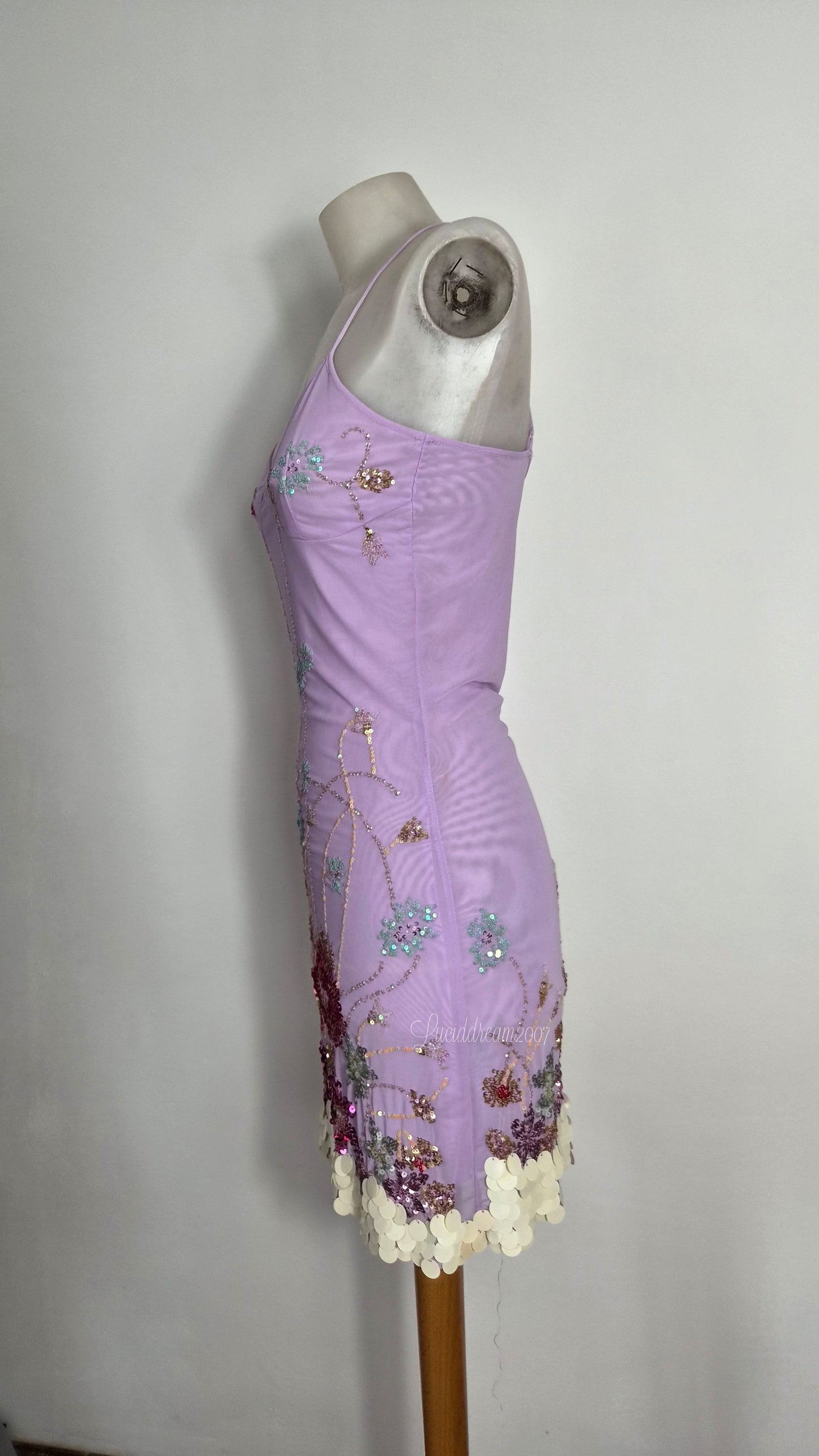 Embroidered lilac voile dress