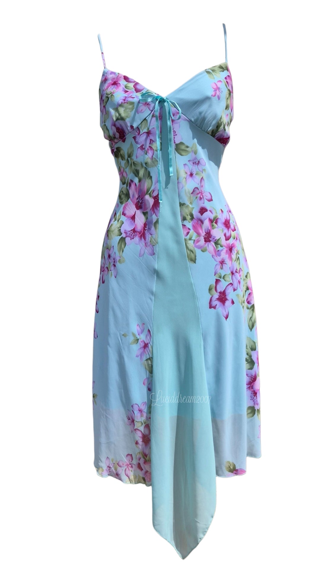 Blue floral print dress