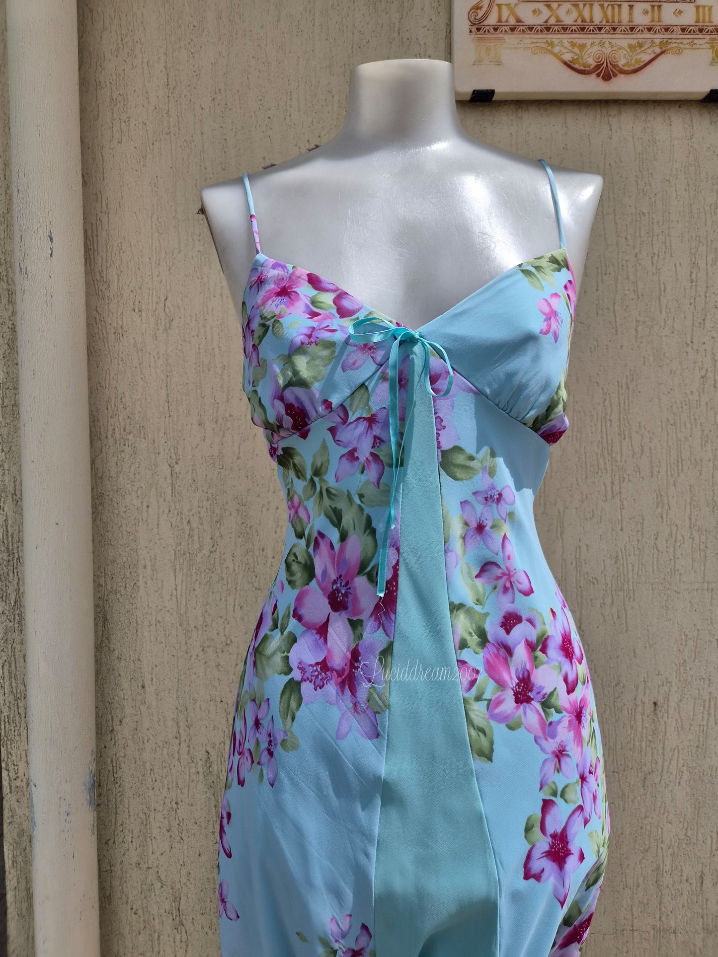 Blue floral print dress