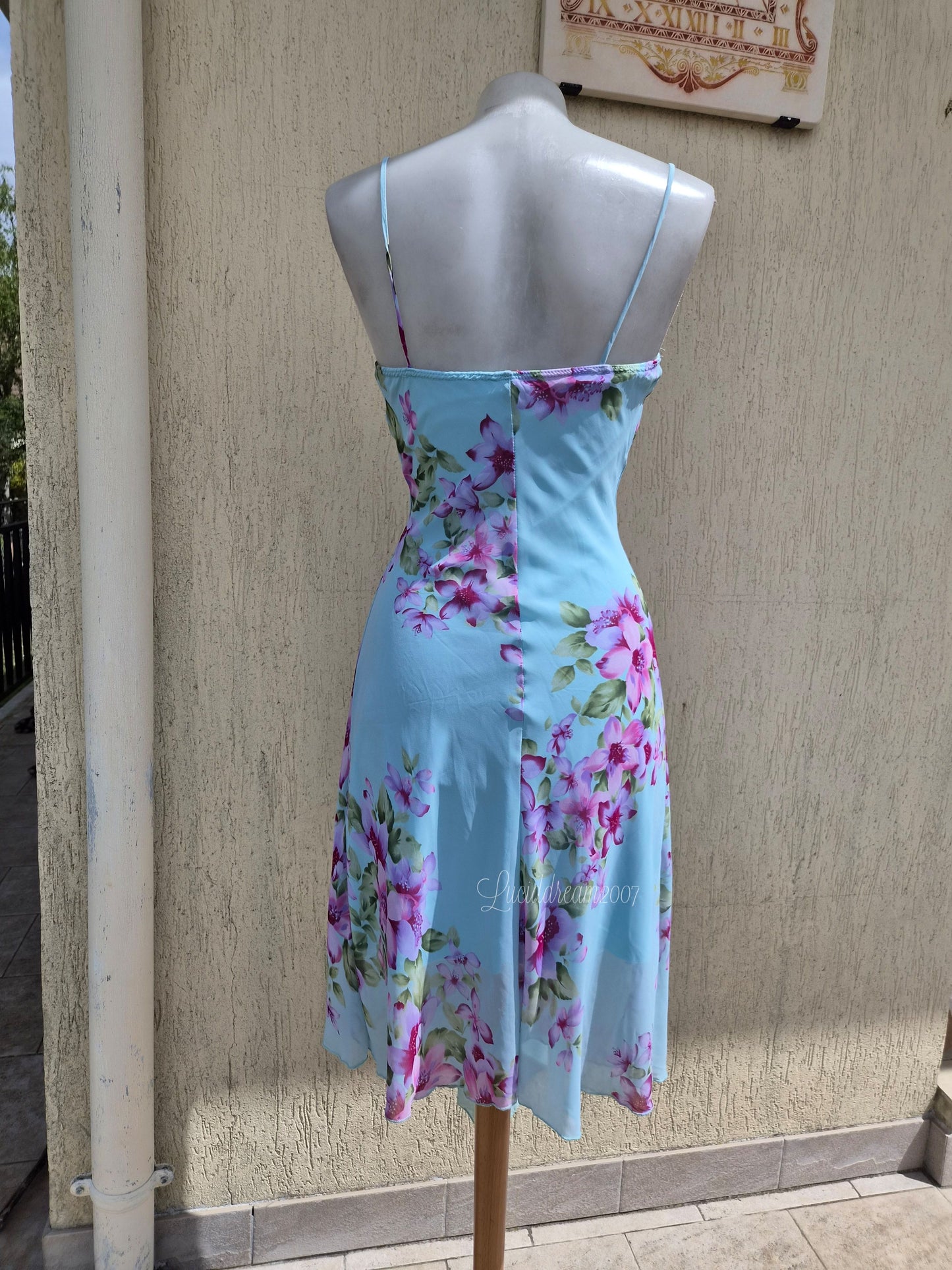 Blue floral print dress