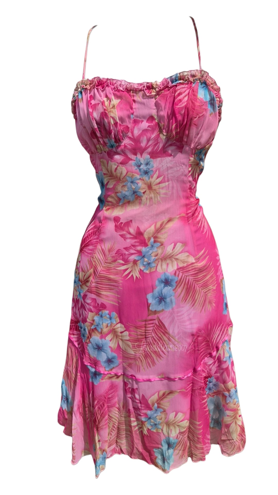 Pink floral print dress