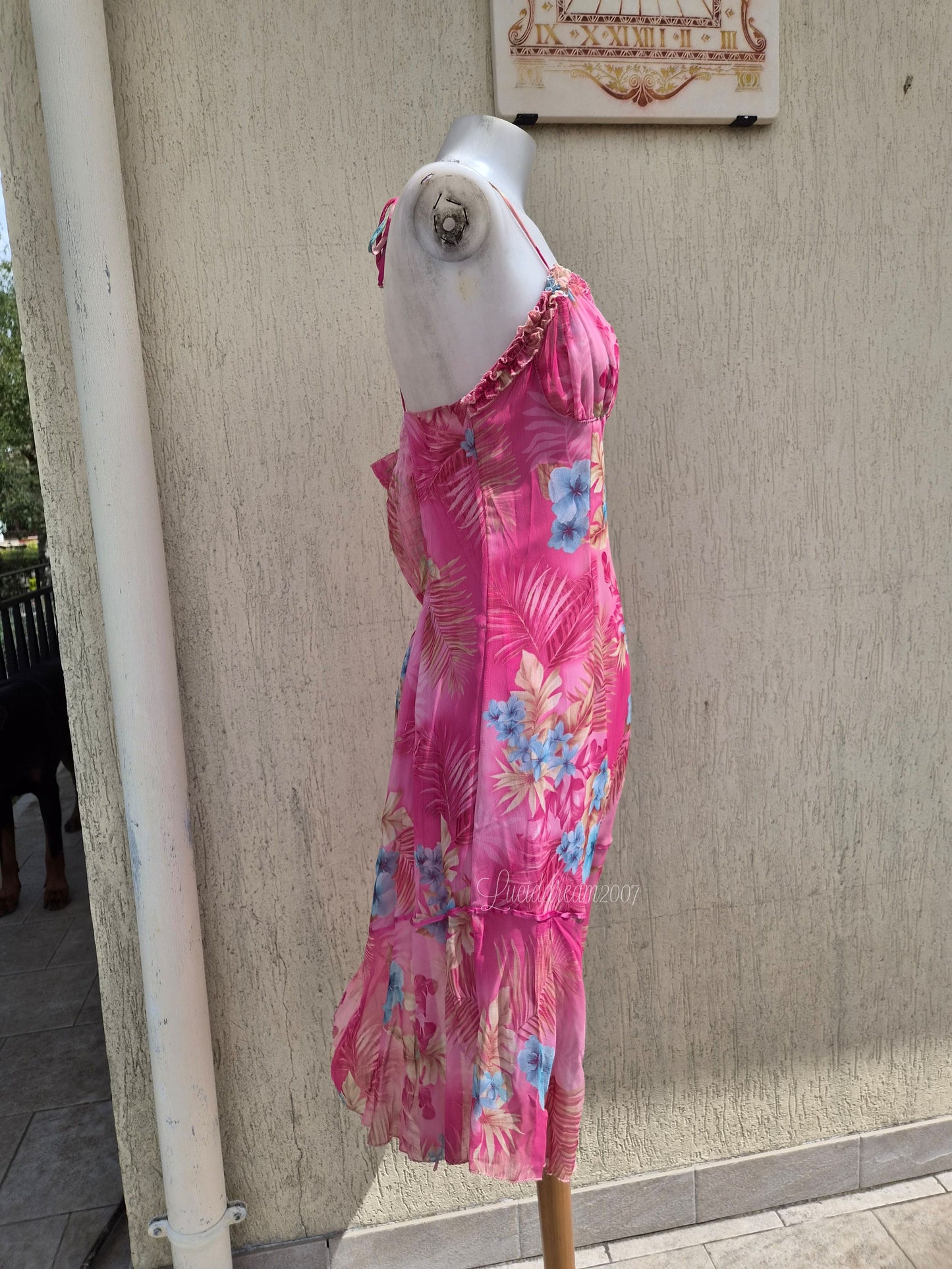 Pink floral print dress