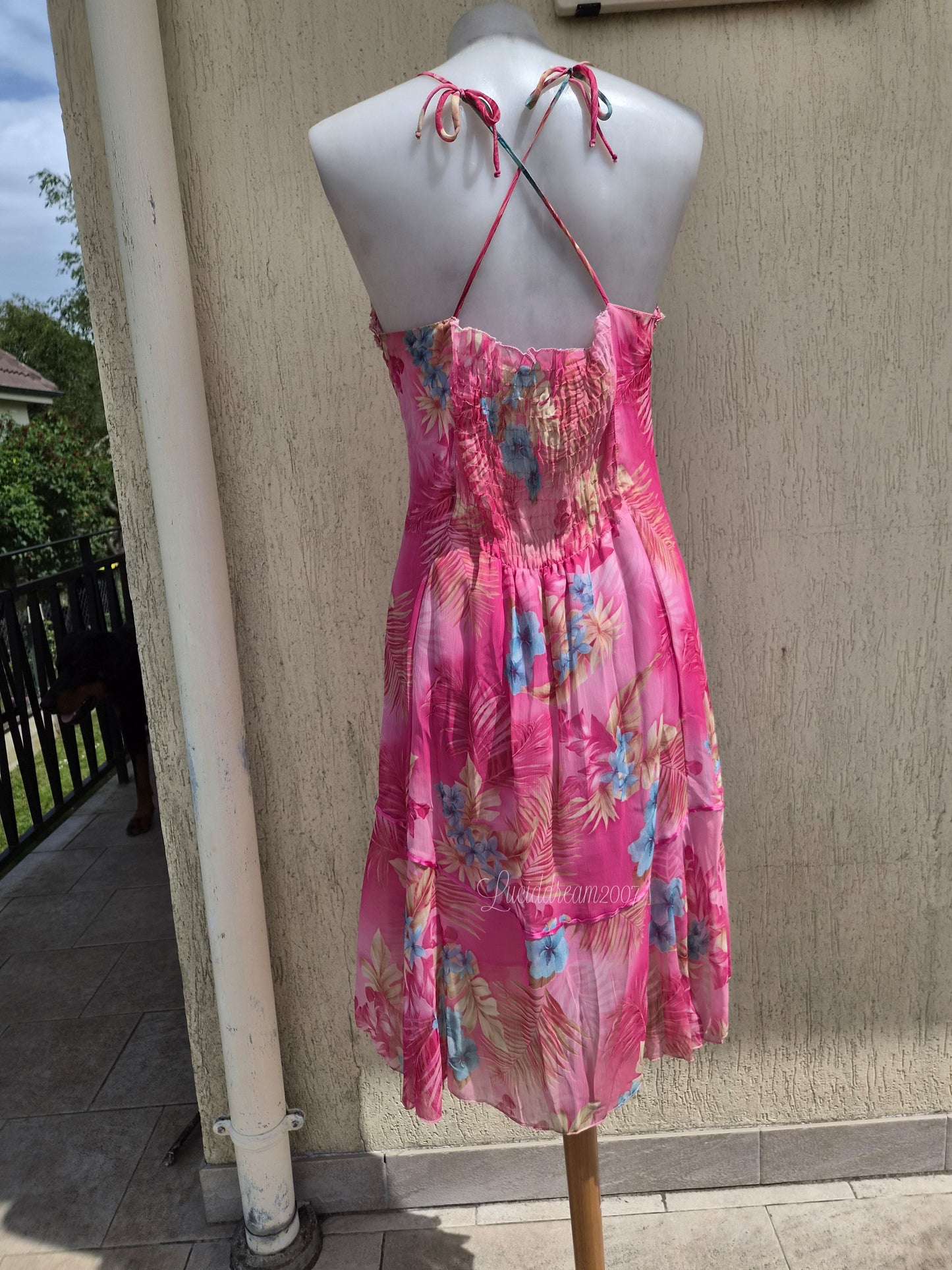 Pink floral print dress