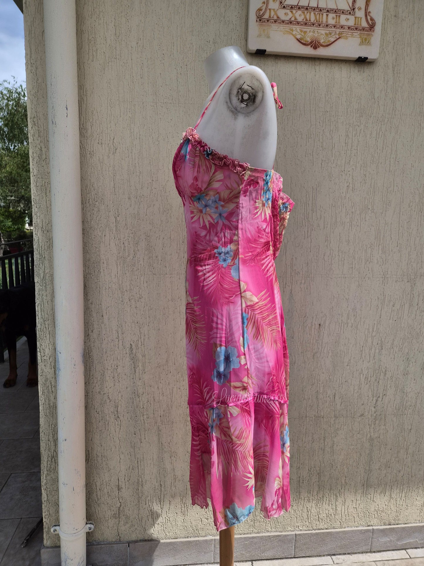 Pink floral print dress