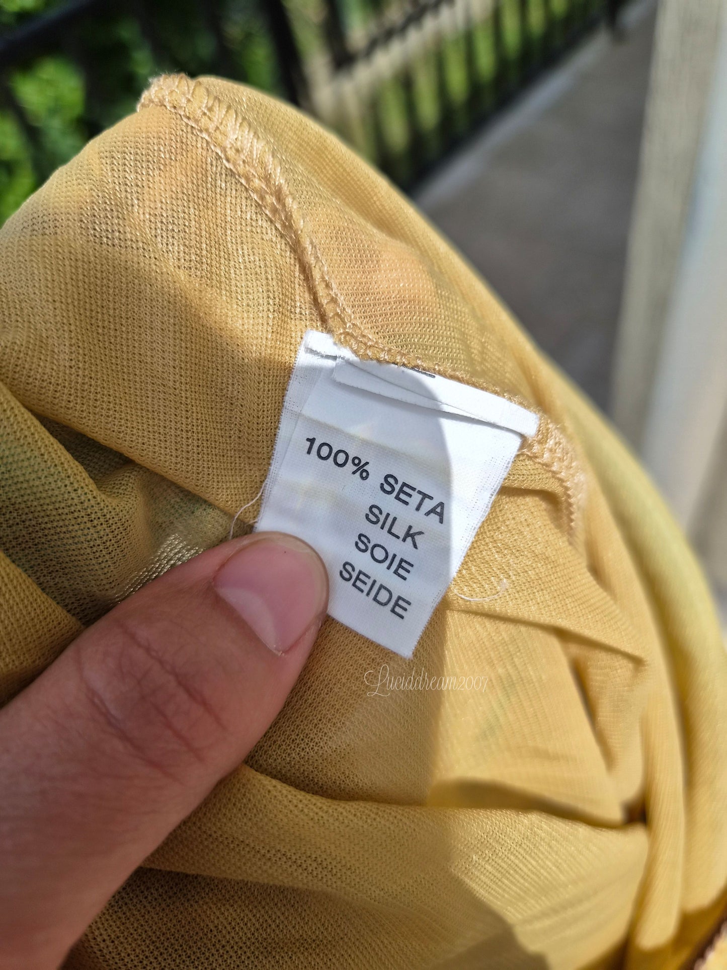 Ensemble en soie bleu et beige