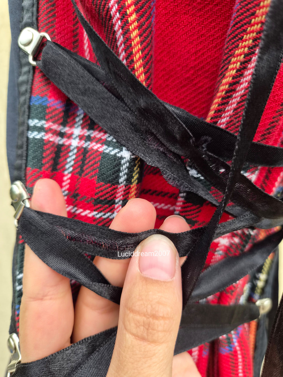 Tartan skirt with lacing