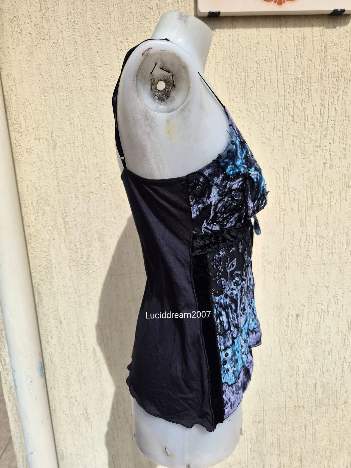 Silk and velvet top