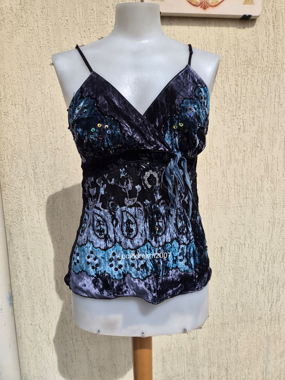 Silk and velvet top