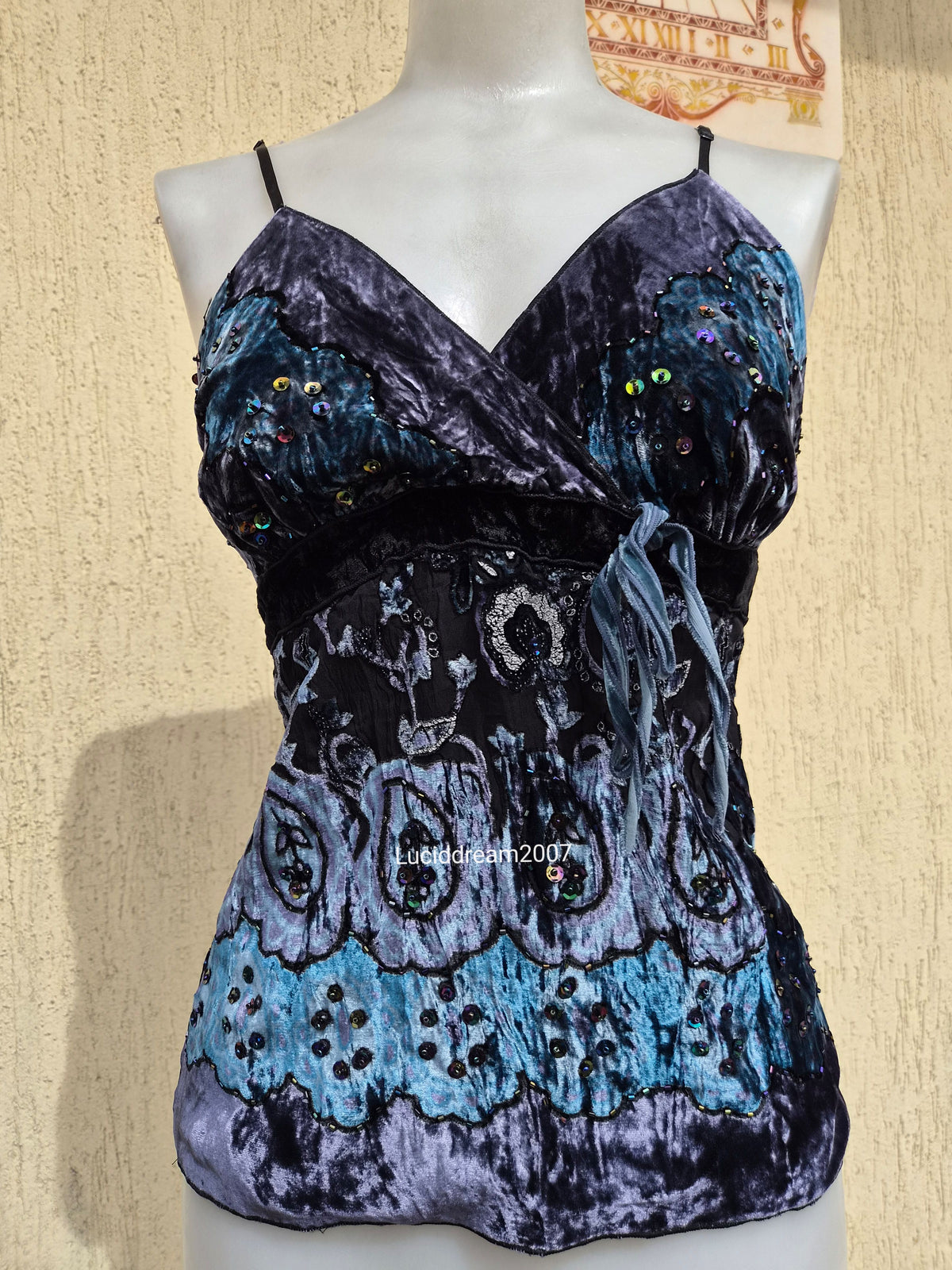 Silk and velvet top