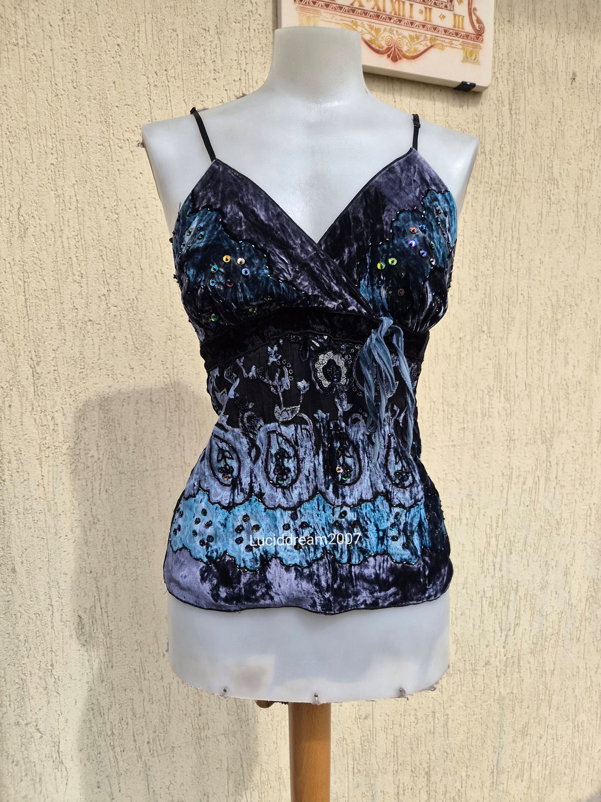 Silk and velvet top