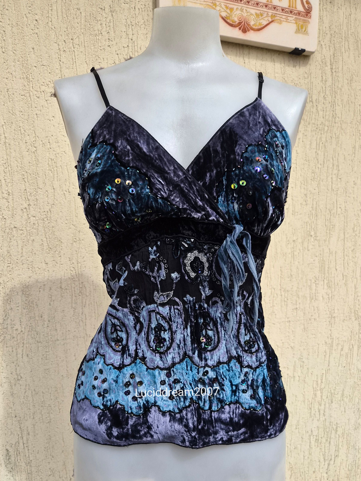 Silk and velvet top