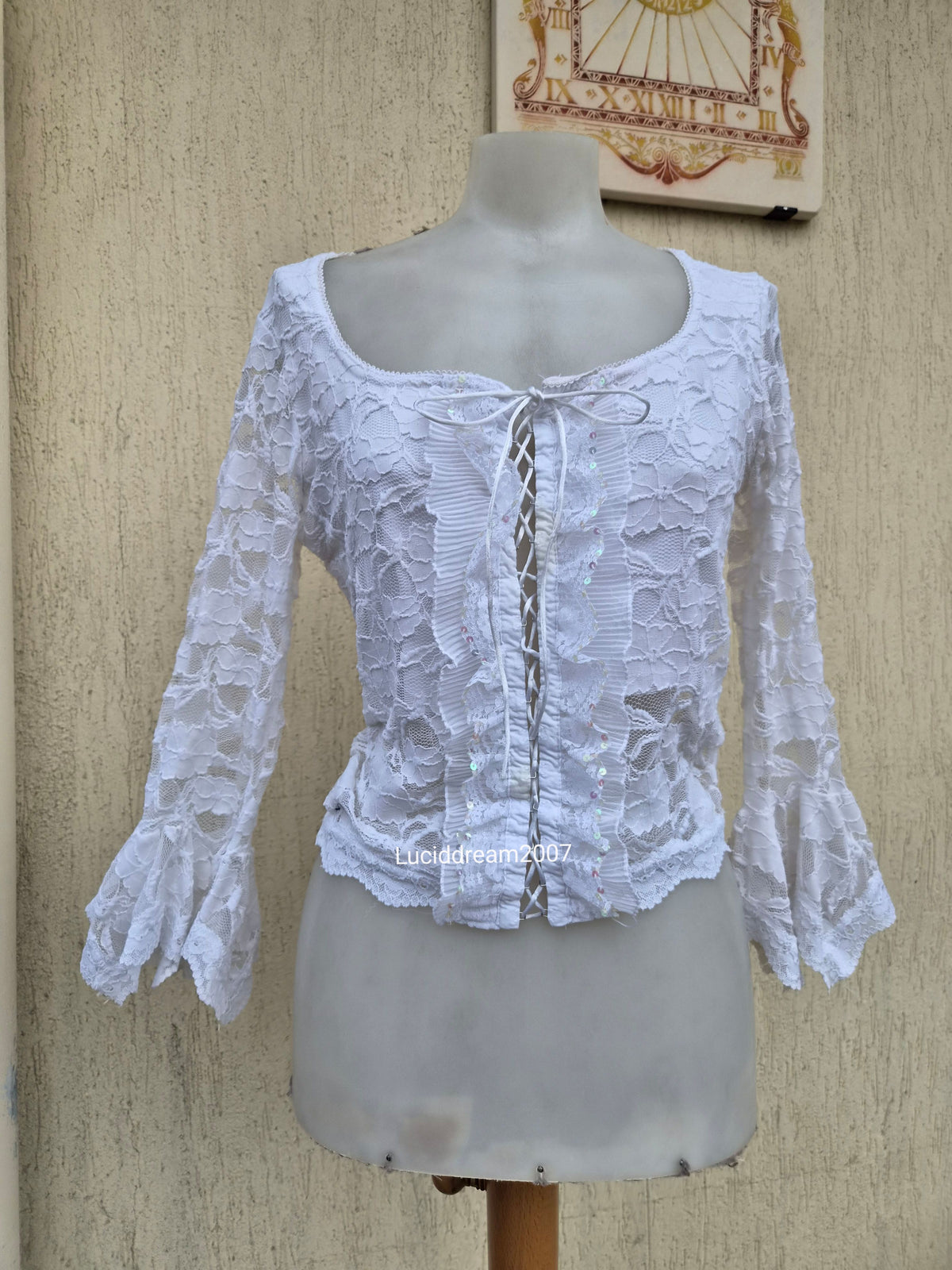 White lace top with lacing