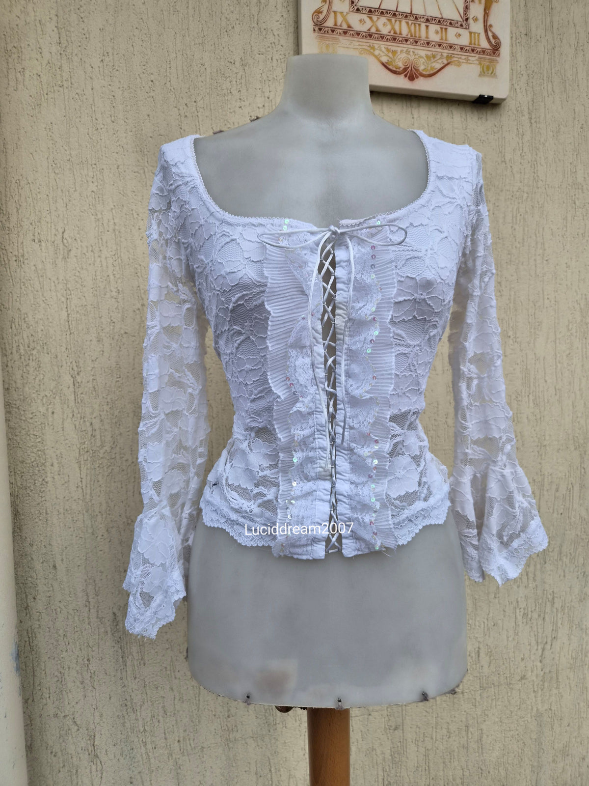 White lace top with lacing