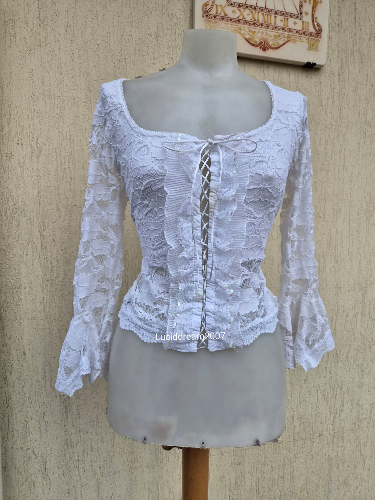White lace top with lacing