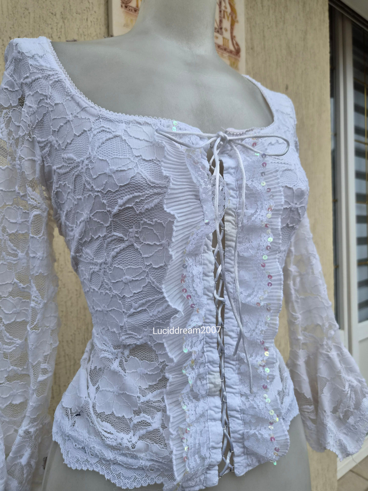 White lace top with lacing