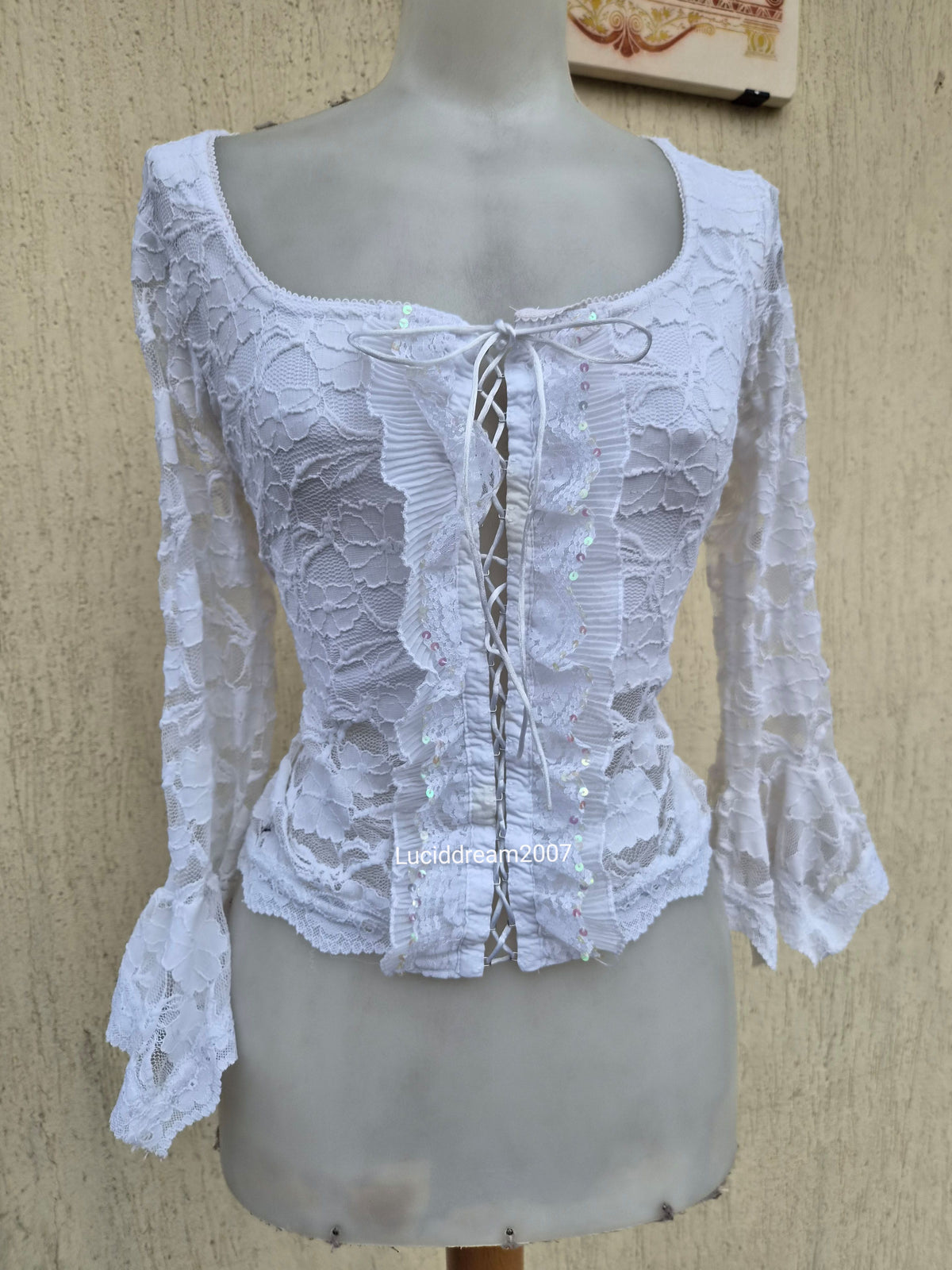 White lace top with lacing
