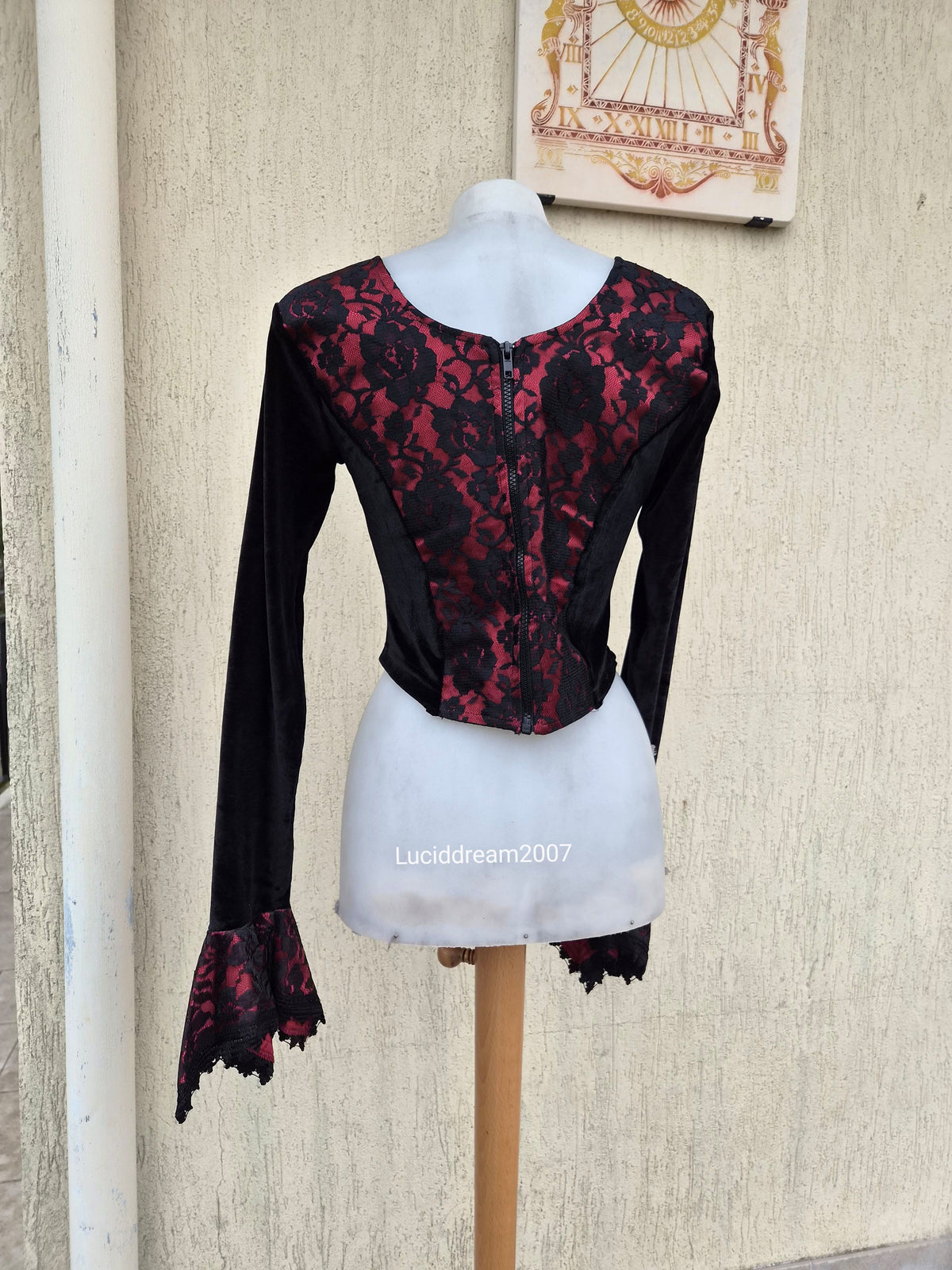 Black and red romantic gothic top