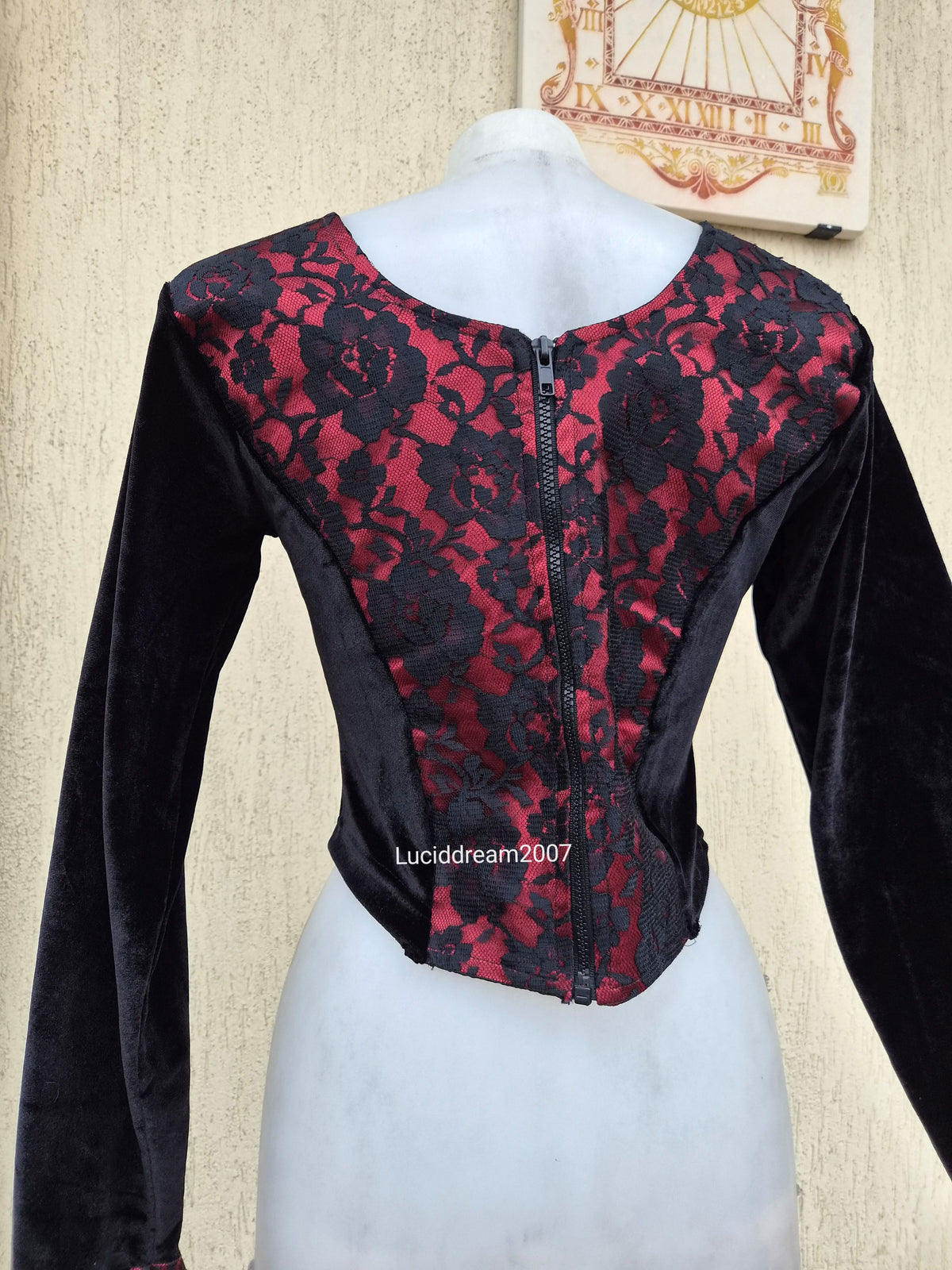 Black and red romantic gothic top