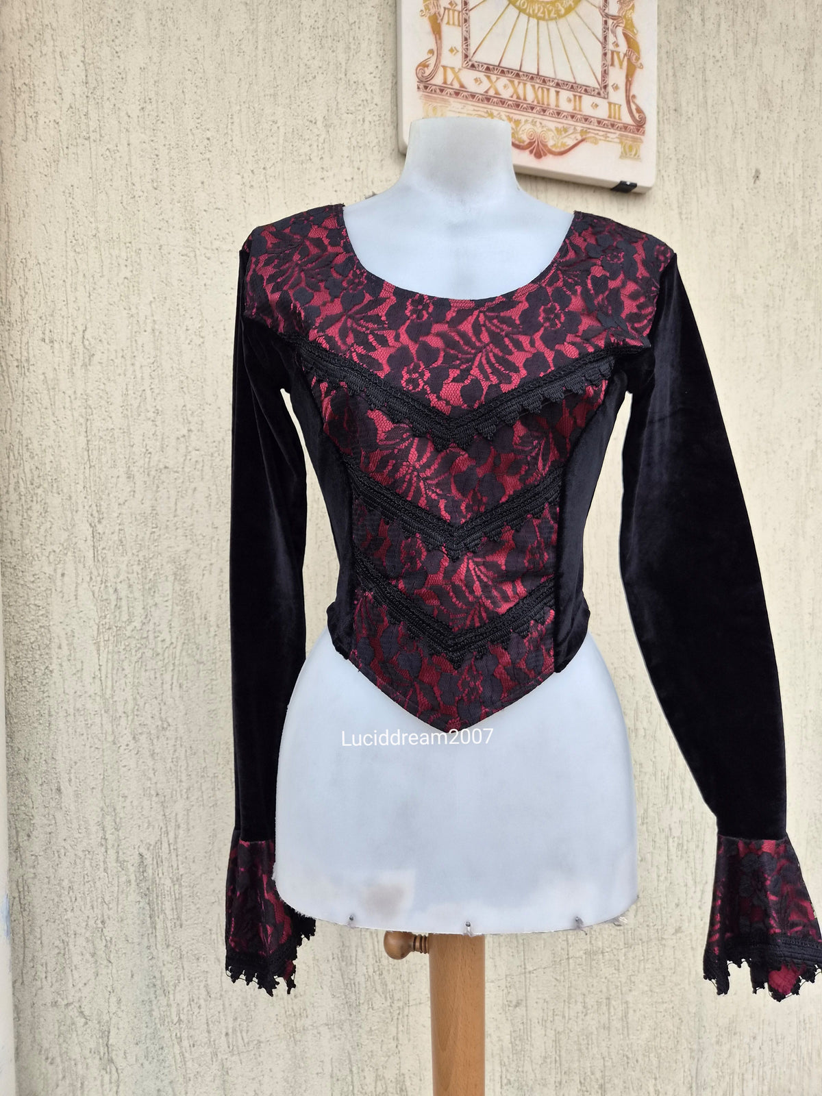 Black and red romantic gothic top