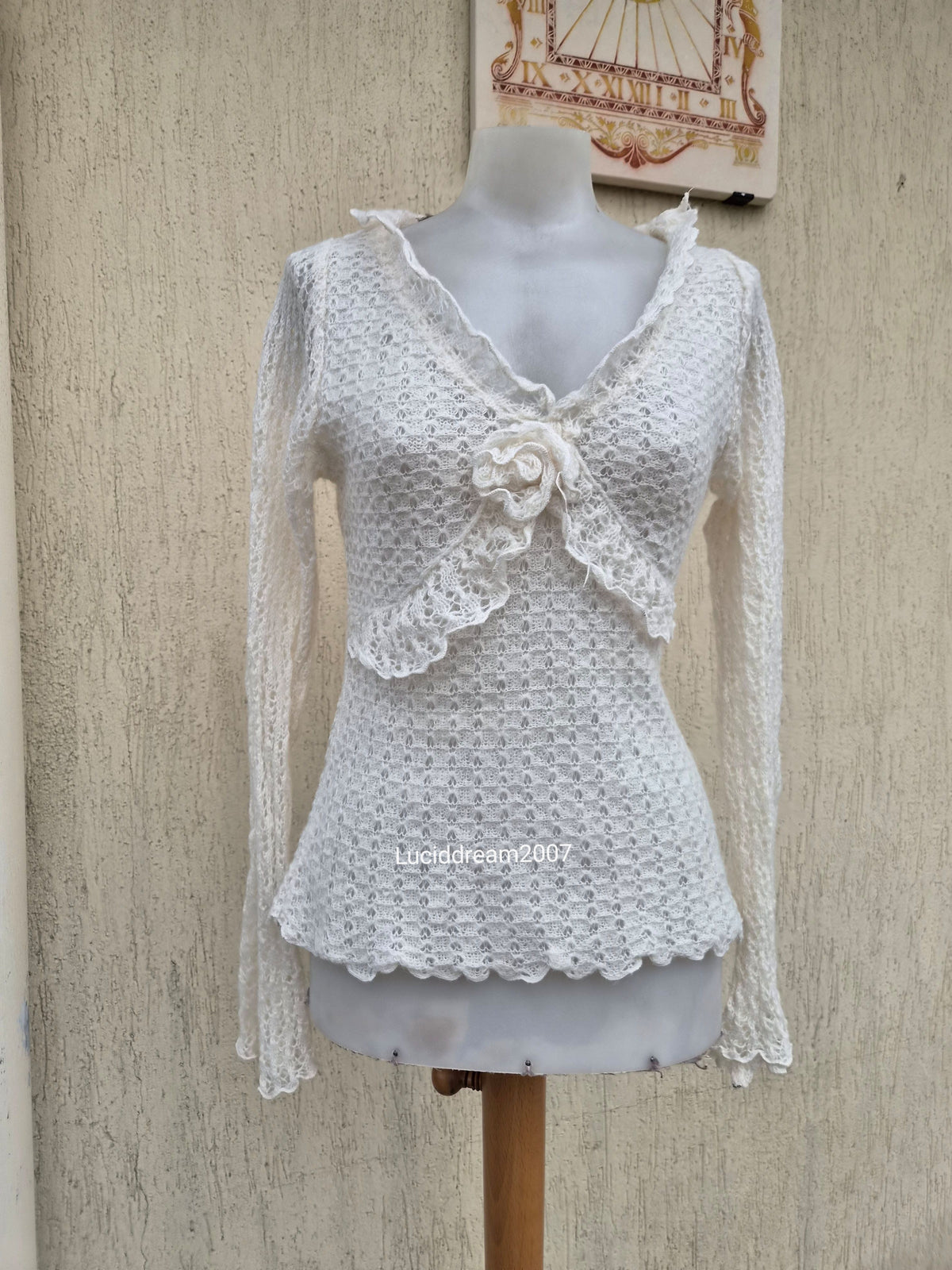 Wool and mohair sweater with flower detail
