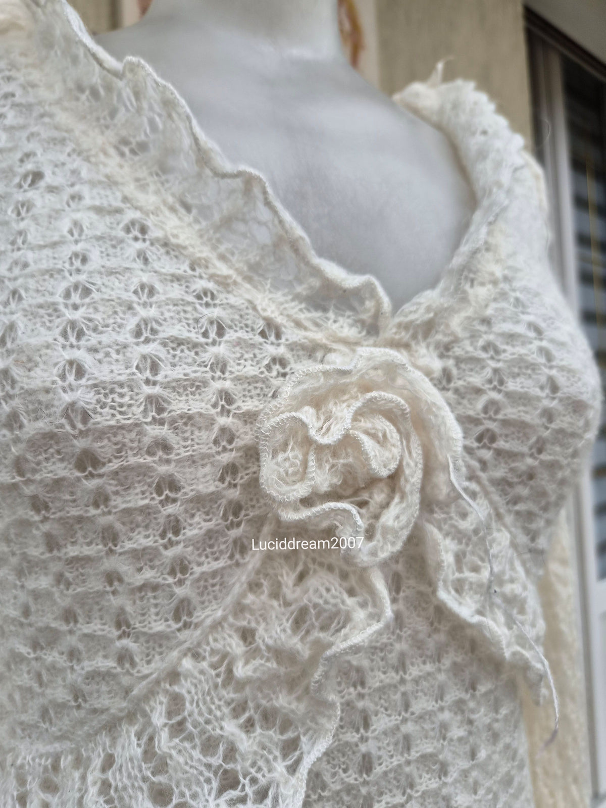 Wool and mohair sweater with flower detail