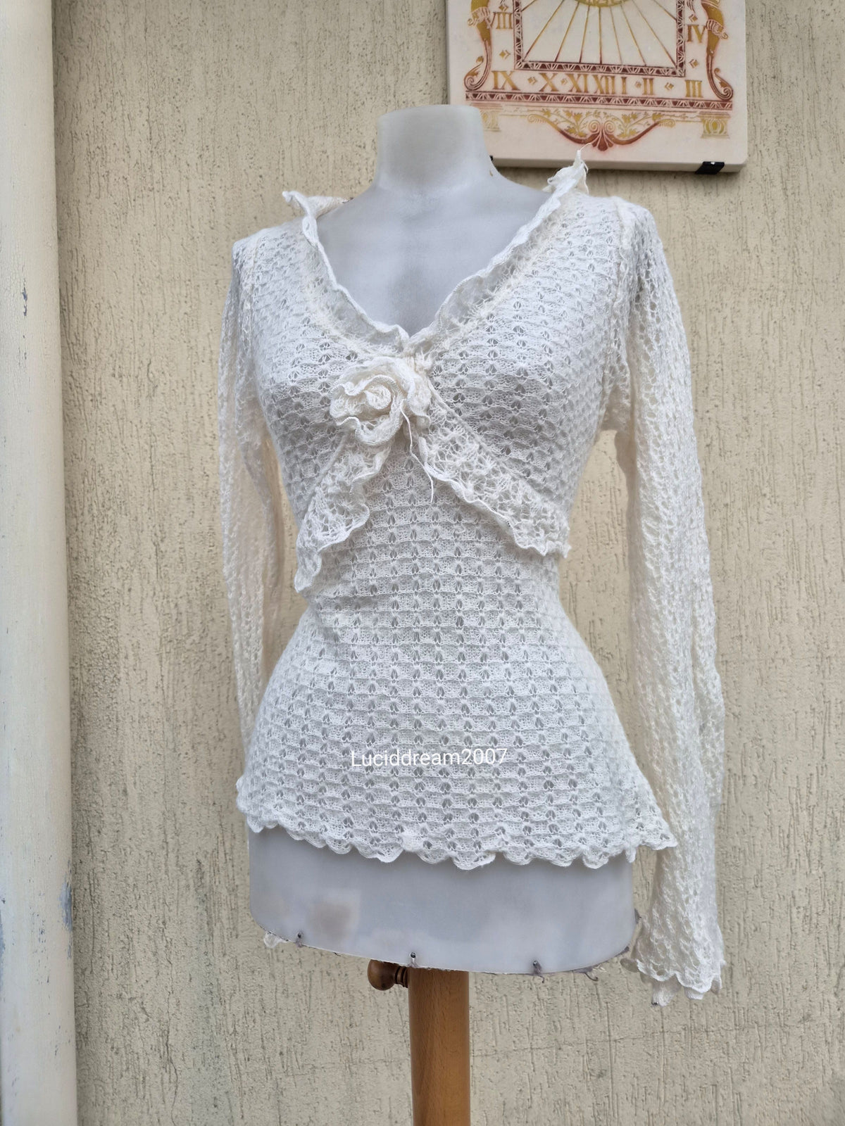 Wool and mohair sweater with flower detail