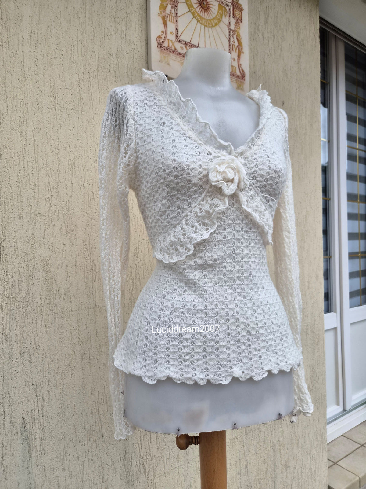Wool and mohair sweater with flower detail