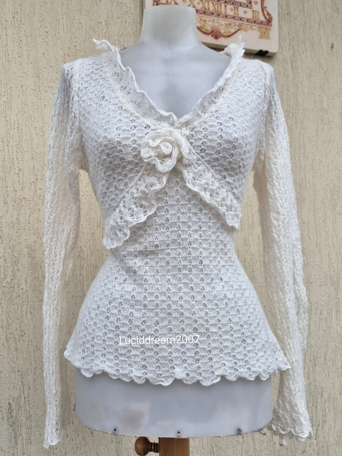 Wool and mohair sweater with flower detail