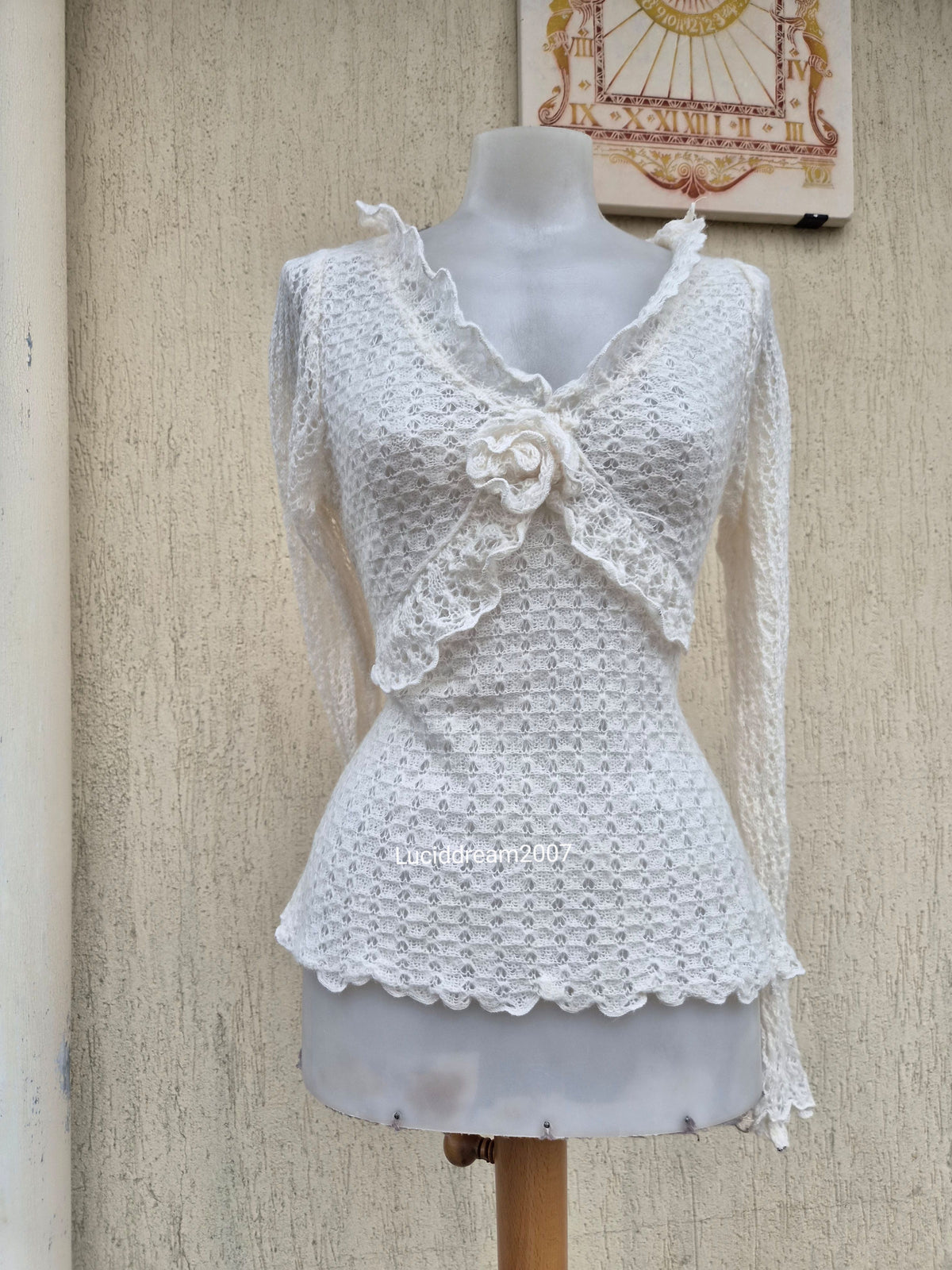 Wool and mohair sweater with flower detail