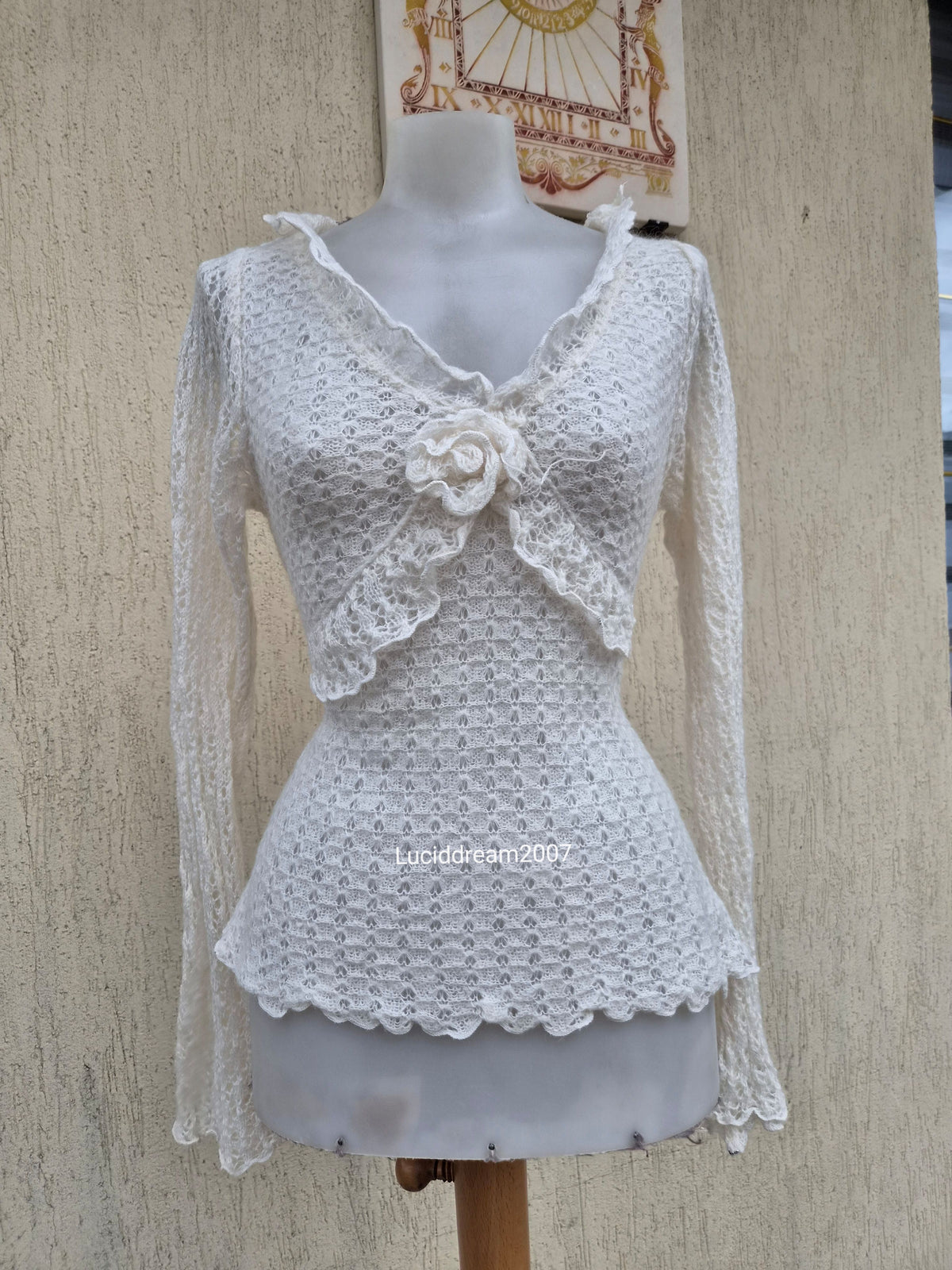 Wool and mohair sweater with flower detail